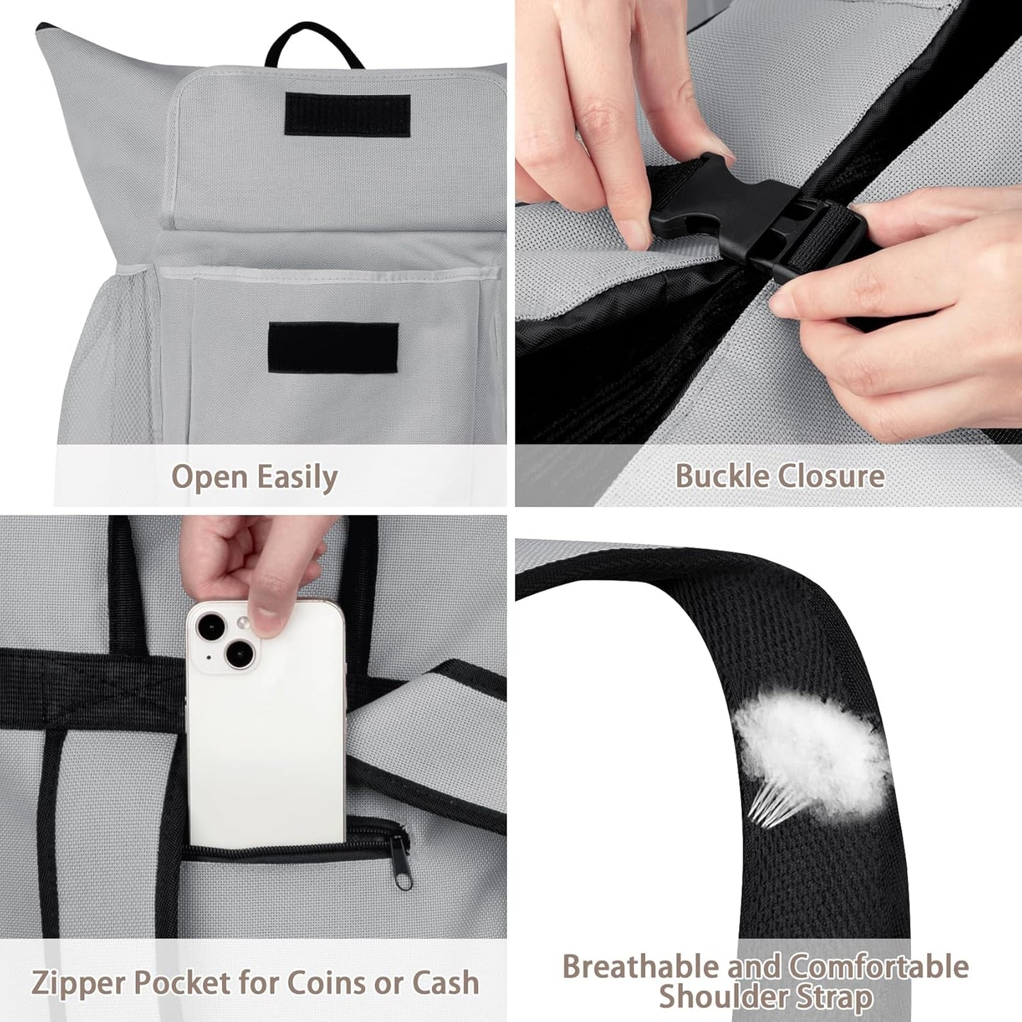 Laundry Backpack Bag, 132L Extra Large Heavy Duty Laundry Backpack for College Dorm Essentials, Laundry Hamper Travel Bag with Shoulder Straps and Mesh Wash Bags for Laundromat, Apartment Grey