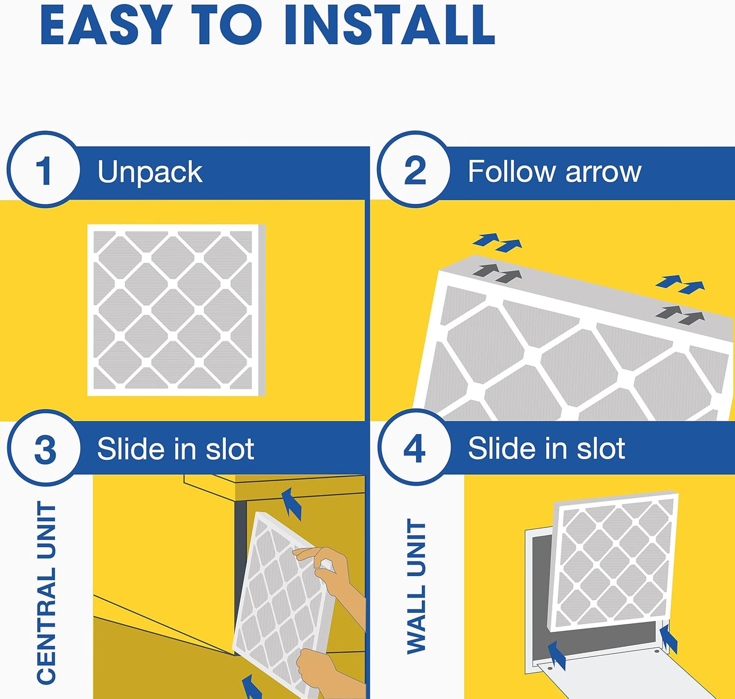 Aerostar 21 1/2x23 1/2x1 MERV 11, Pleated Air Filter, 21 1/2 x 23 1/2 x 1, Box of 4, Made in the USA