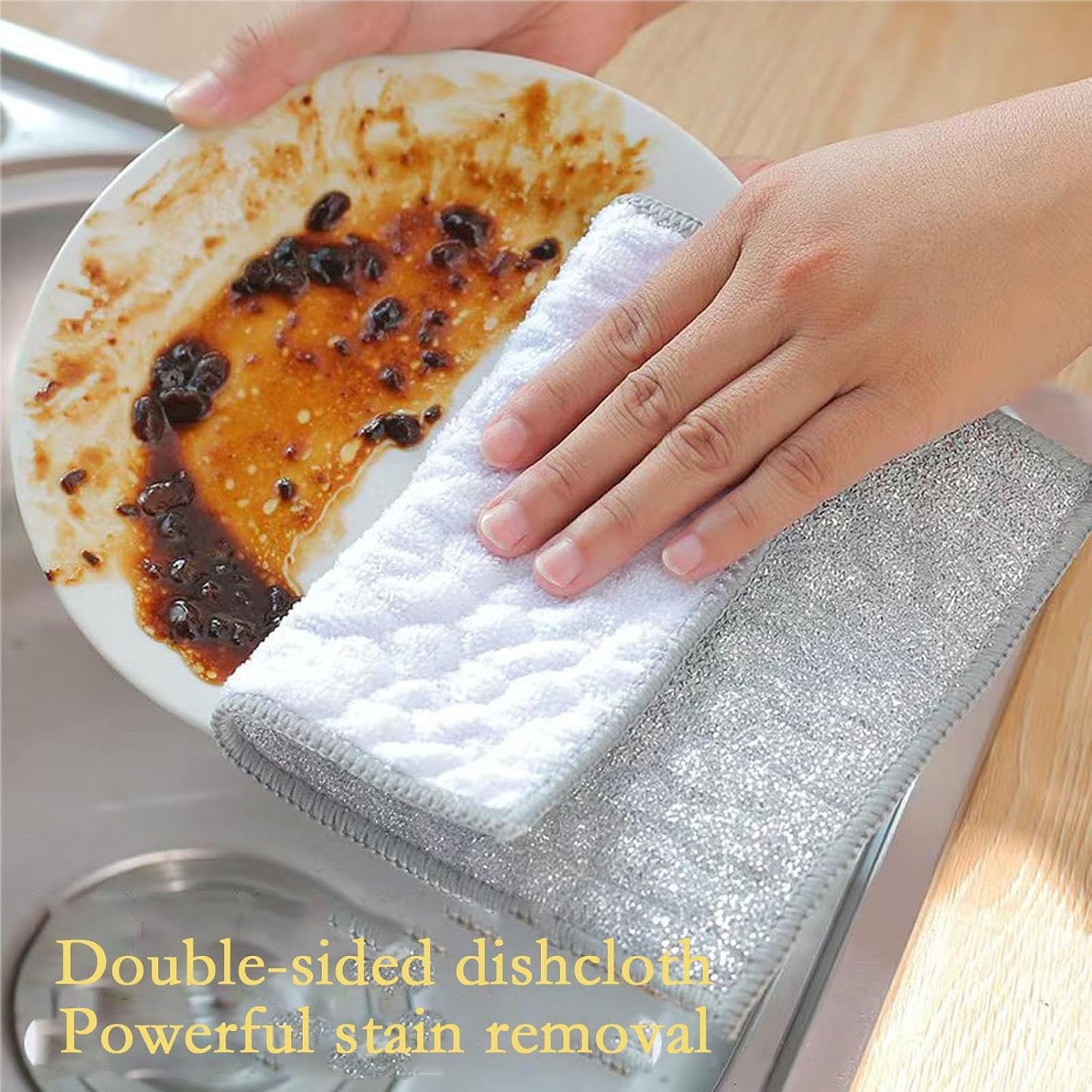 New Scratch-Resistant Multi-Functional Metal Wire Dish Cloth, Double-Sided for Wet and Dry use, Suitable for Washing Dishes, cookware, Sinks, stoves, and Kitchen Cleaning. (5PCS)