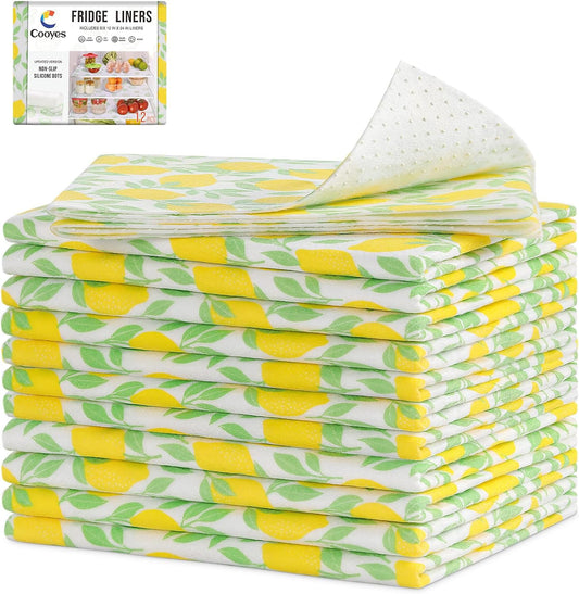 Cooyes 12 Pack Polyester Shelf Liners for Kitchen Cabinets, 17.7" × 24", Non-Slip Refrigerator Liners Machine Washable, Refrigerator Drawer Mats for Glass Shelves and Kitchen Cabinets