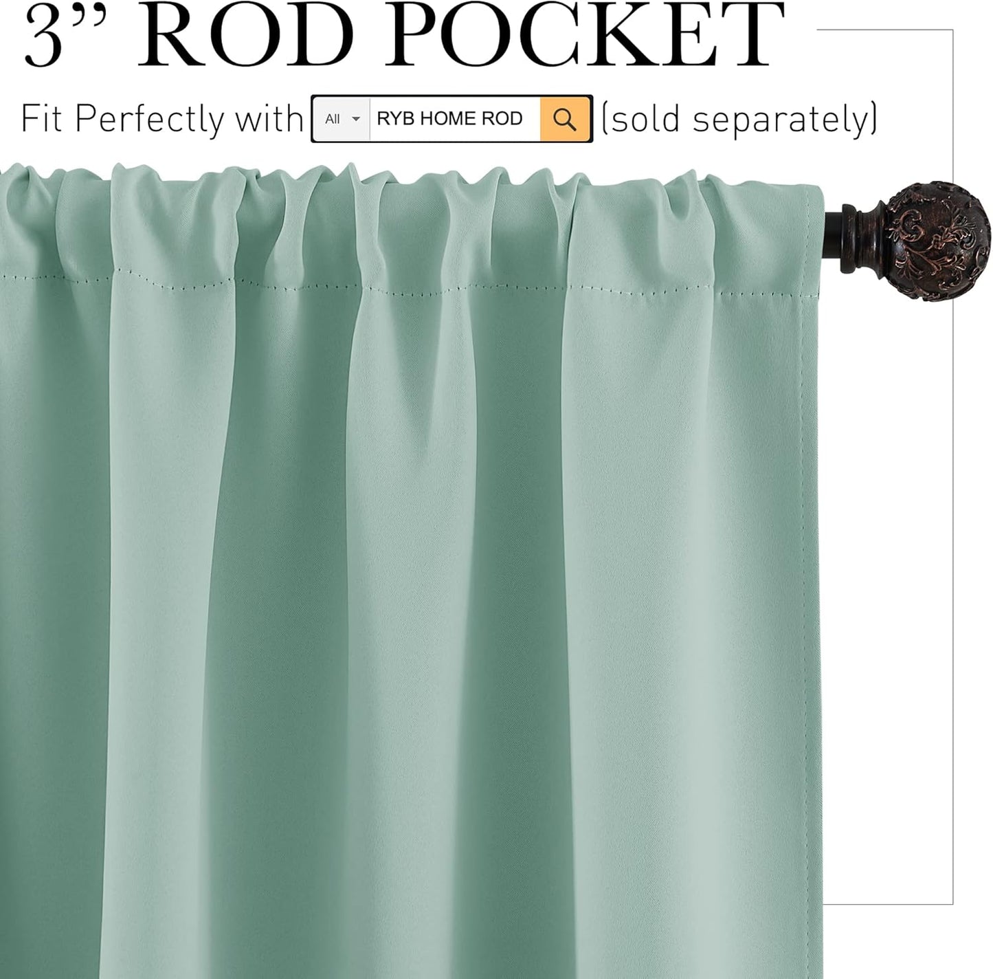 RYB HOME Bathroom Window Curtains - Super Soft Blackout Privacy Curtains for Baby Nursery Bedroom Basement Garege Workshop Kitchen Dining Living Room, W 29 x L 30, Aqua, 2 Pcs