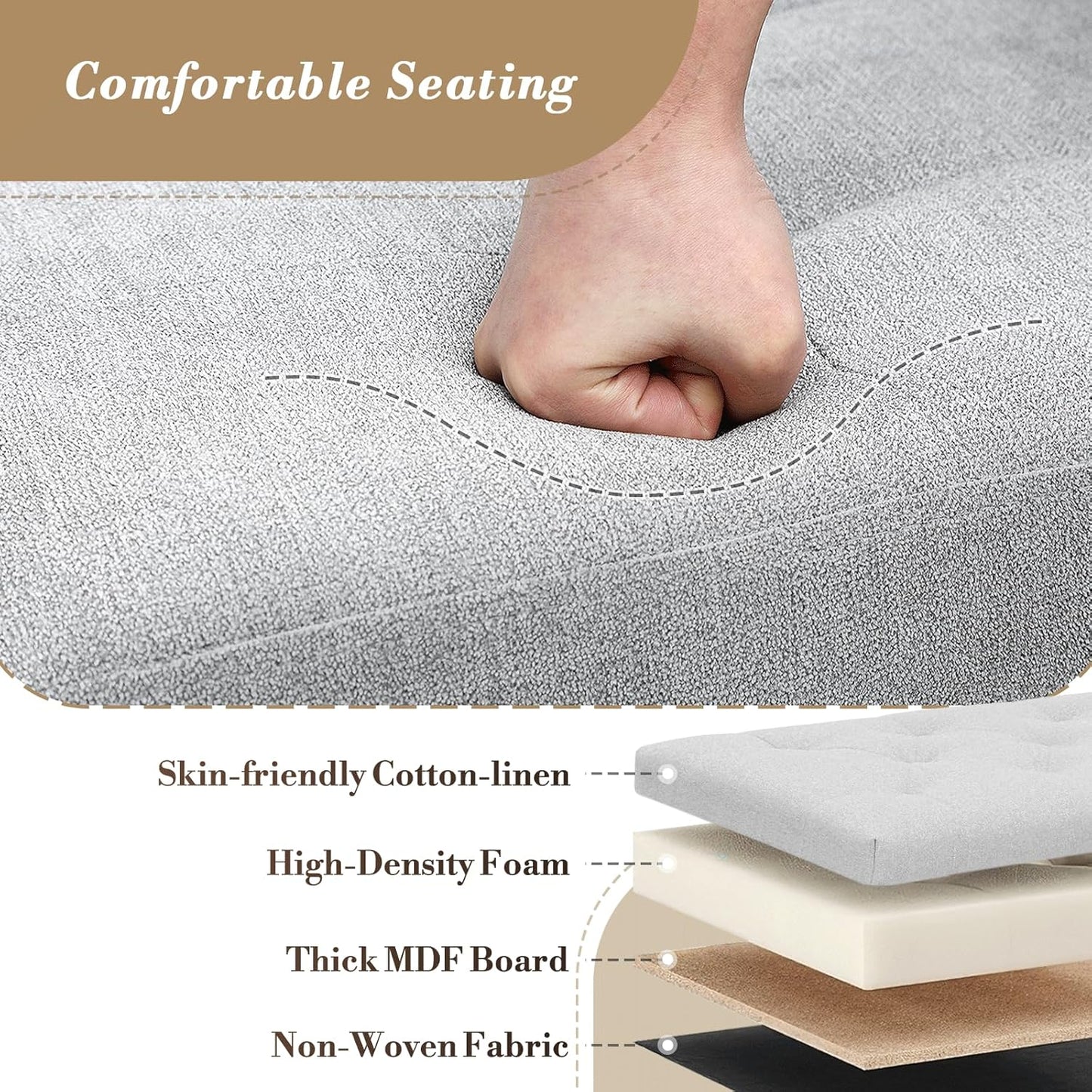 Athena Collection 30" Storage Ottoman Bench Folding Bench with 90L Hidden Storage, Large End of Bed Bench Linen Foot Rest Stool Chest with Flipping Lid for Living Room, Bedroom, Entryway, Light Gray