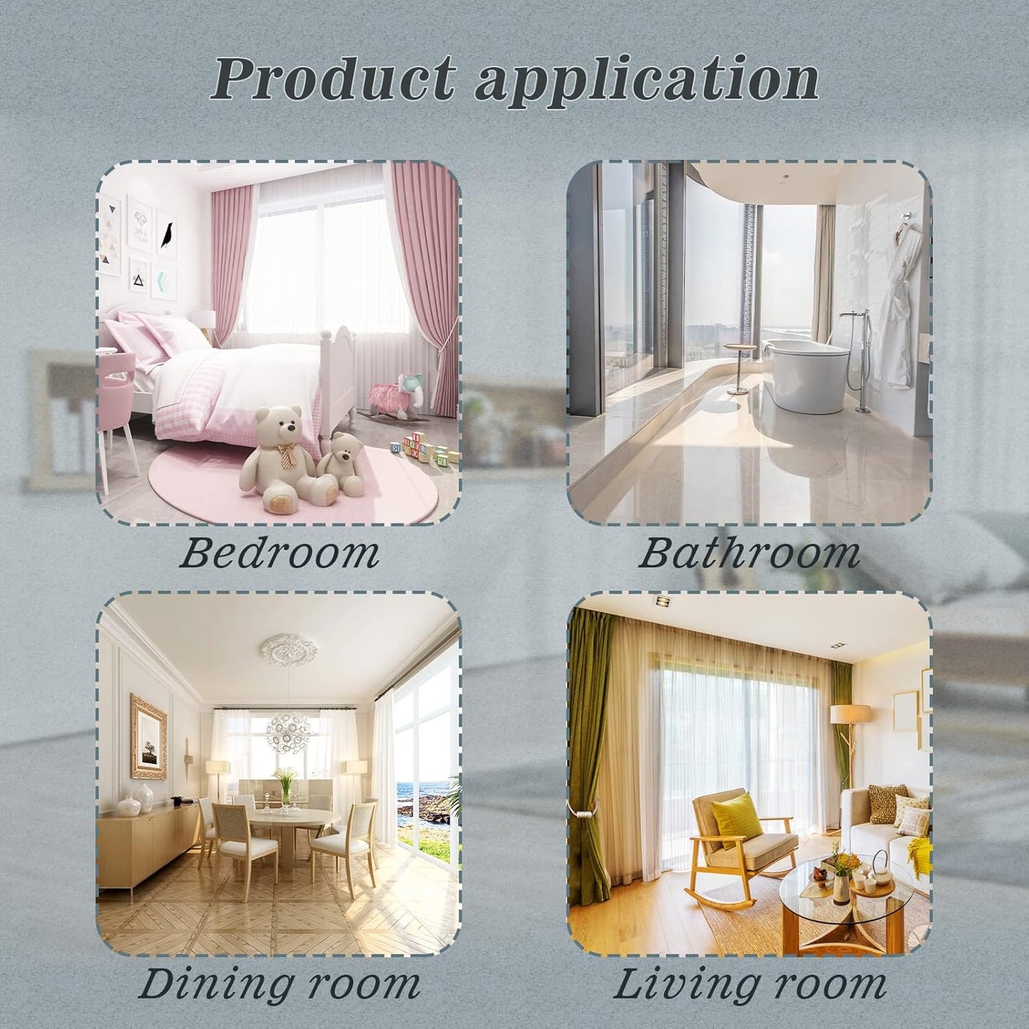 Hion Magnetic Curtain Tiebacks Gray Blue 6 Pack, Curtain Tiebacks Buckles Holdbacks Holders Hooks Clip for Home Bedroom Office Decorative Thick or Thin Curtain