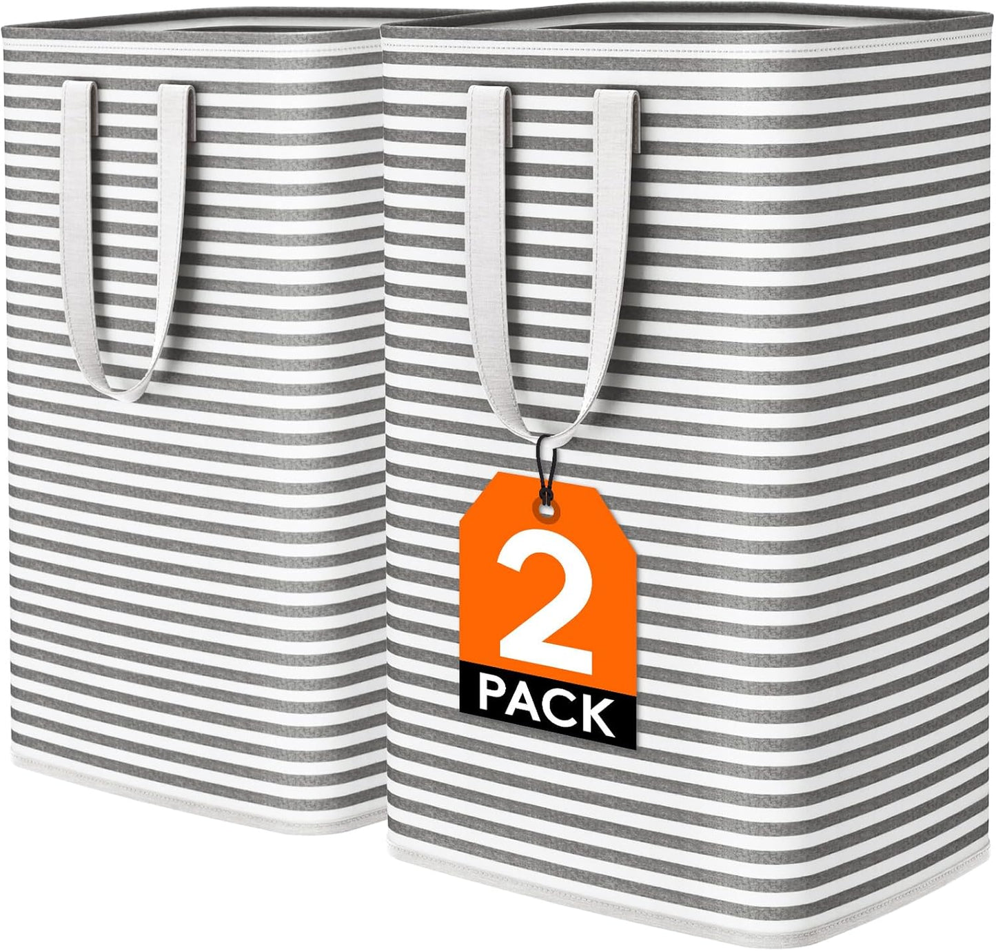 Lifewit 2 Pack Laundry Hamper Large Collapsible Laundry Baskets, Freestanding Waterproof Clothes Hamper with Easy Carry Handles in Laundry Room Bedroom Bathroom College Dorm for Adults, Black, 2 x 80L