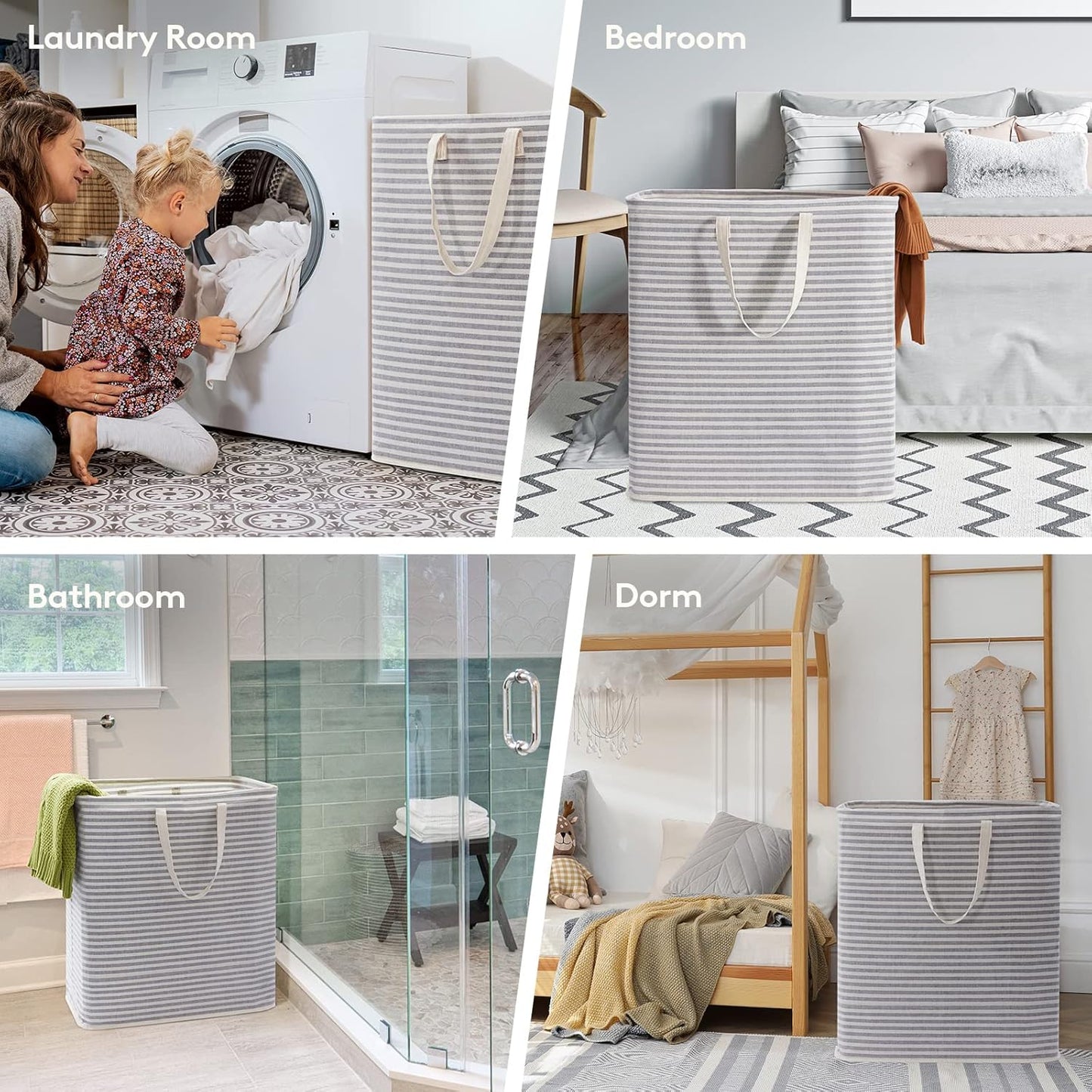 Lifewit Laundry Hamper Large Collapsible Laundry Basket, Freestanding Waterproof Clothes Hamper Storage with Easy Carry Handles for Clothes in Bedroom Bathroom College Dorm for Adults, Gray, 100L