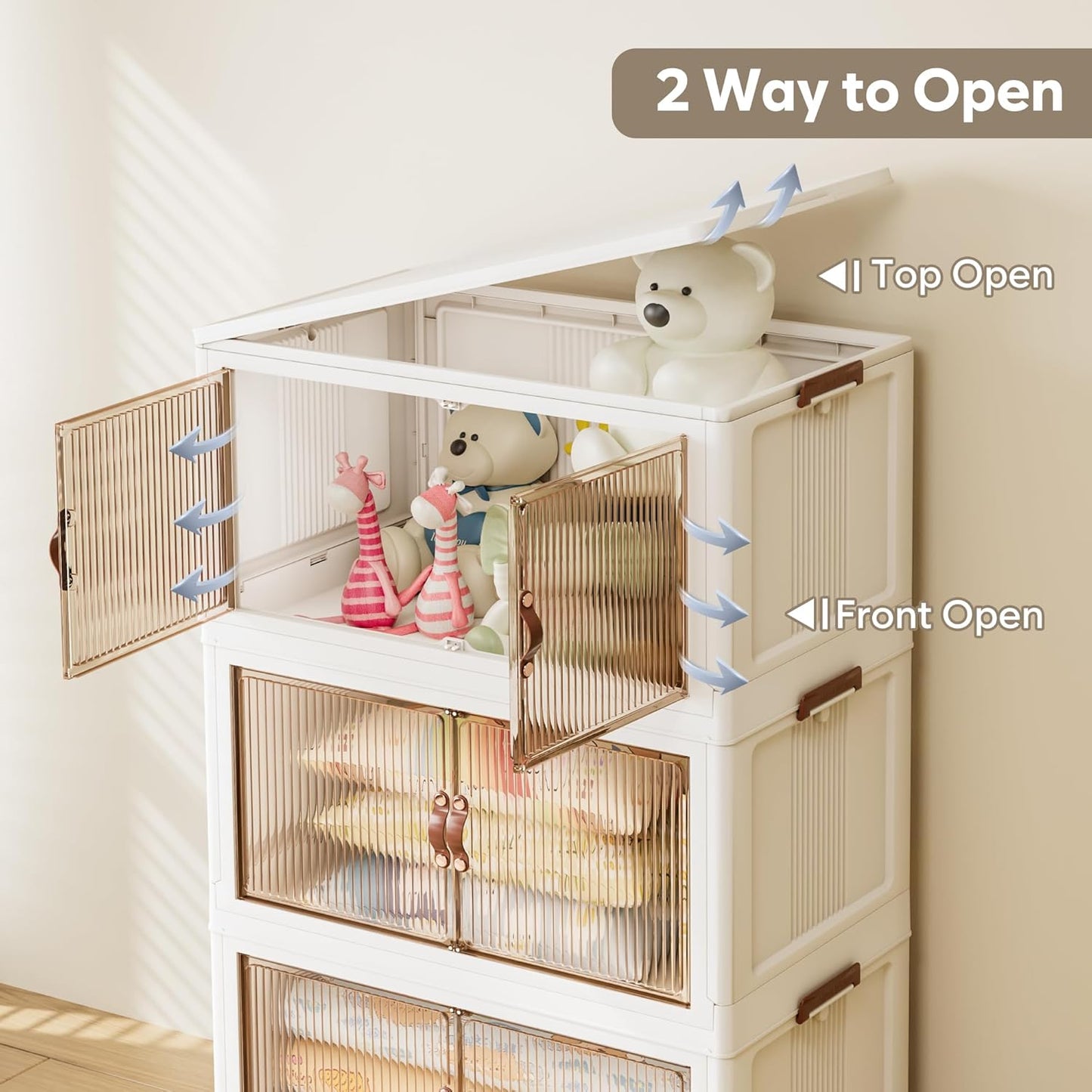 Jalove 90Gal Large Storage Bins with lids, 360QT Plastic Stackable Storage Containers with Wheels, Collapsible Closet Organizer and Storage Drawers,Clothes Organization for Cabinet Home, 3Pack White