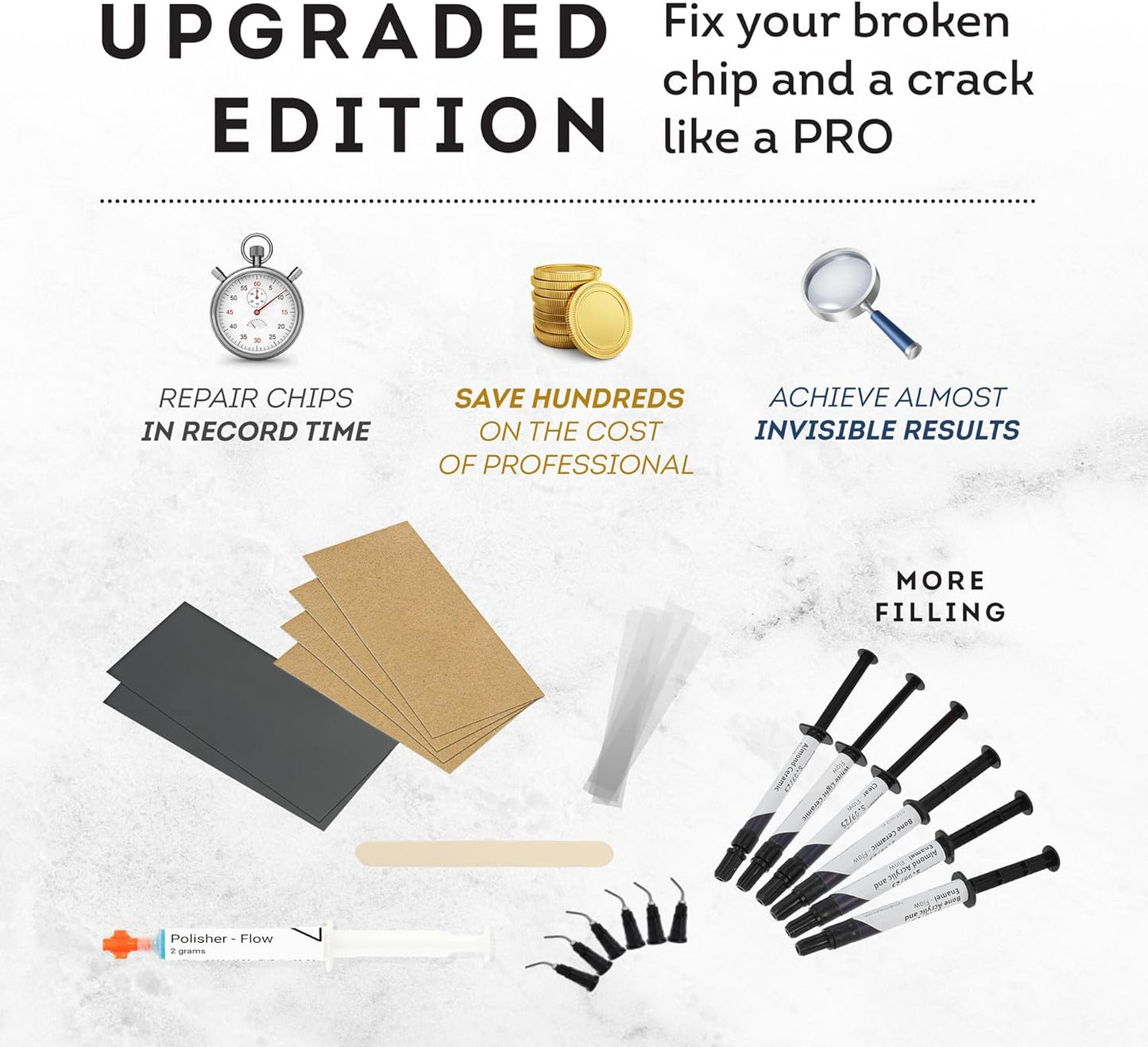 Refill for White Surface Repair Kit - Fix Chips & Defects in Minutes | Restore Tiles Bathroom Fixtures and Countertops with Ease | for Porcelain Fiberglass Corian Acrylic Ceramic Enameled and More