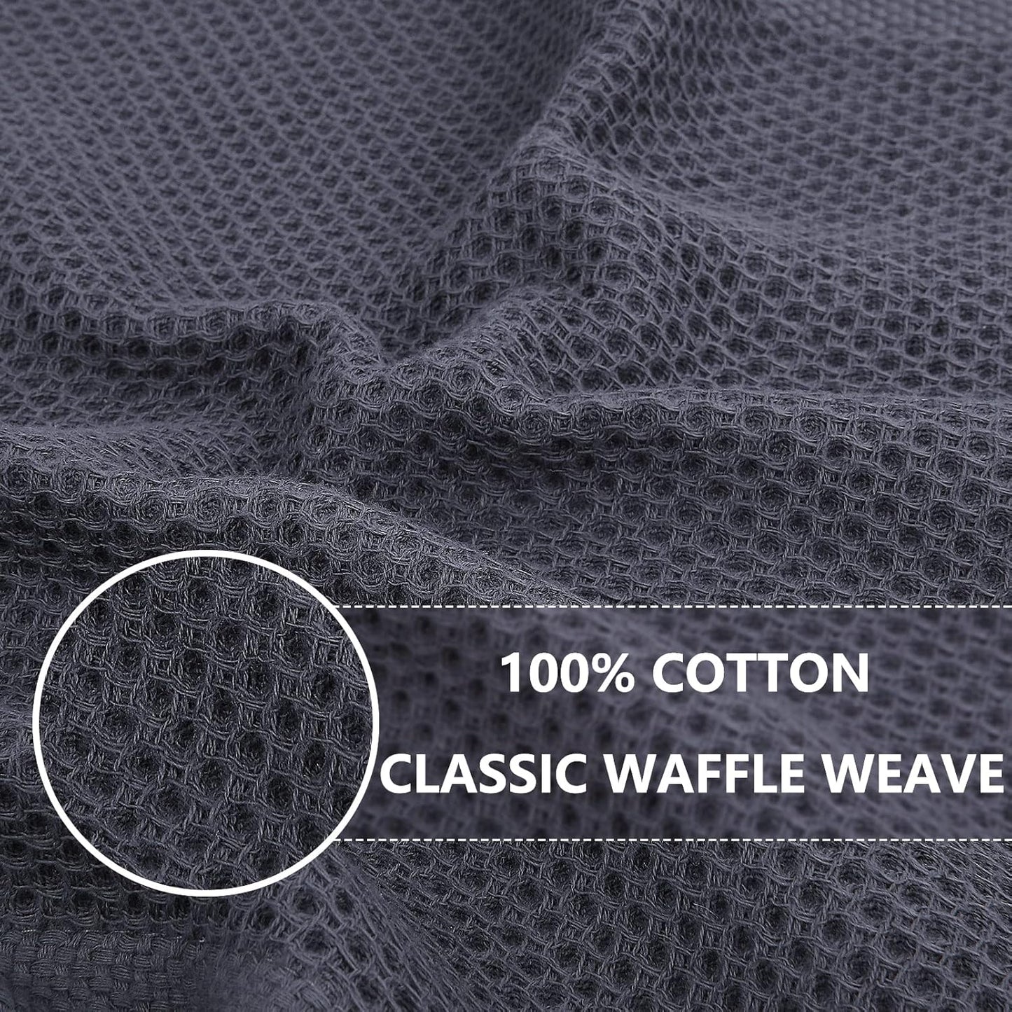 Homaxy 100% Cotton Waffle Weave Kitchen Dish Cloths, Ultra Soft Absorbent Quick Drying Dish Towels, 12 x 12 Inches, 18-Pack, Dark Grey