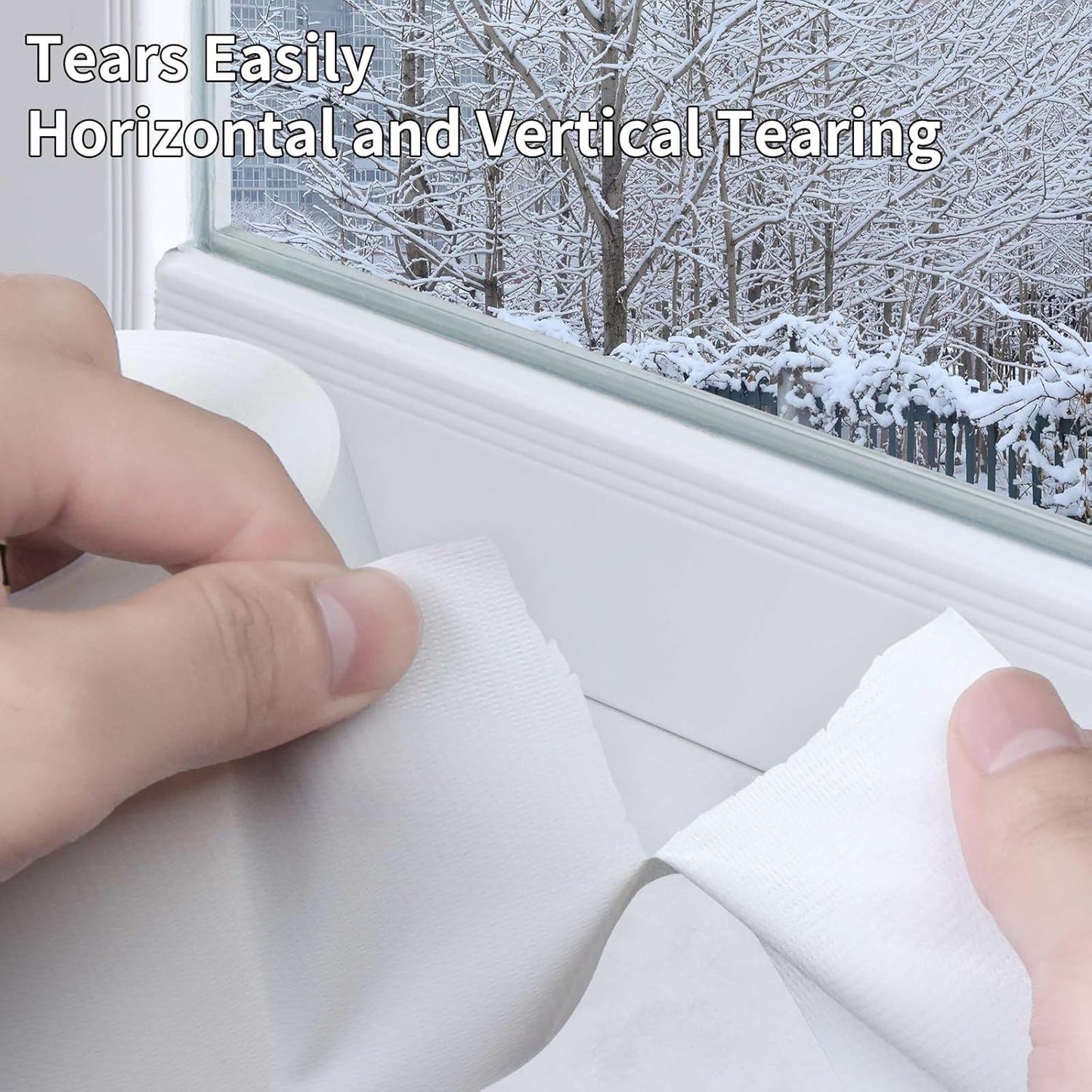 2Pack Duct Tape Heavy Duty Single Sided, Strong Adhesive High Strength, Waterproof Mesh Tape for Indoor Outdoor Repairing Sealing Bonding, Easy Use Hand Tearable, 3.15 Inch x 33 Feet, White