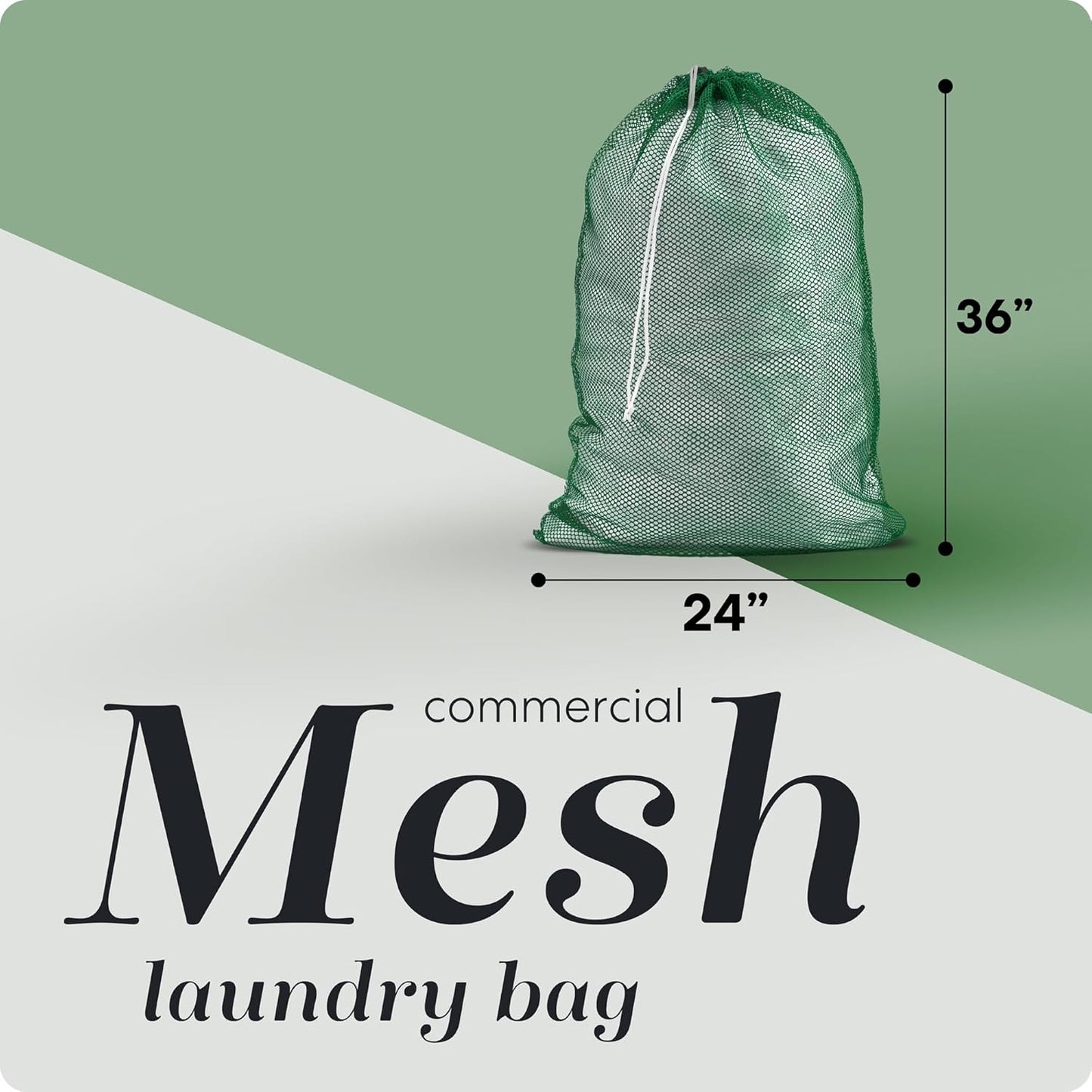 Handy Laundry Mesh XL Laundry Bags - Durable, Machine Washable with Secure Drawstring Closure - Perfect for College Dorms, Laundromats, Apartments (Green, Large 24" x 36", 2-Pack)