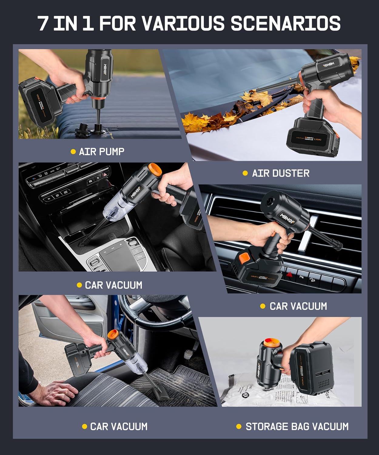 Car Vacuum Portable Cordless,35000PA High Power Suction & Blower, Cordless Handheld Vacuum Cleaner for Car, Home, Office, Pet（Dazzling Black）