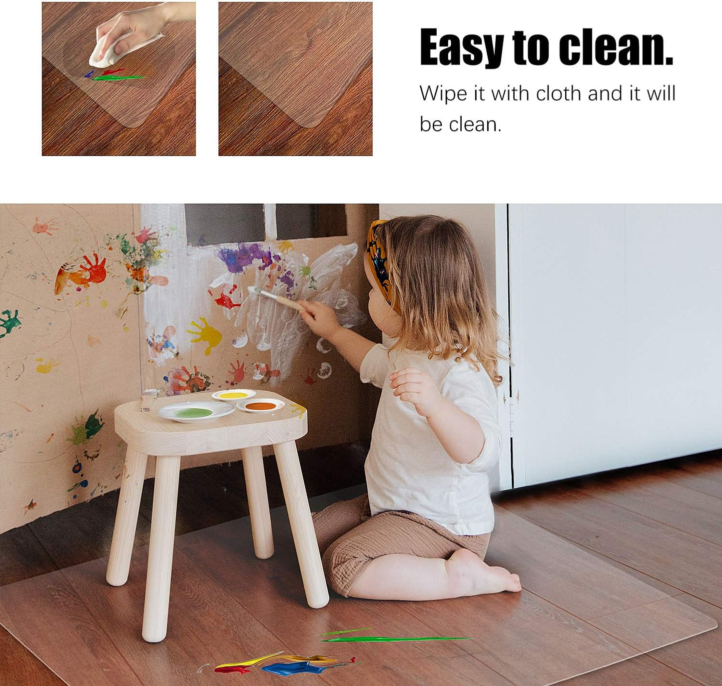 Kuyal Clear Chair Mat, Hard Floor Use, 56" x 36" Transparent Office Home Floor Protector mat Chairmats (56" x 36" Rectangle)