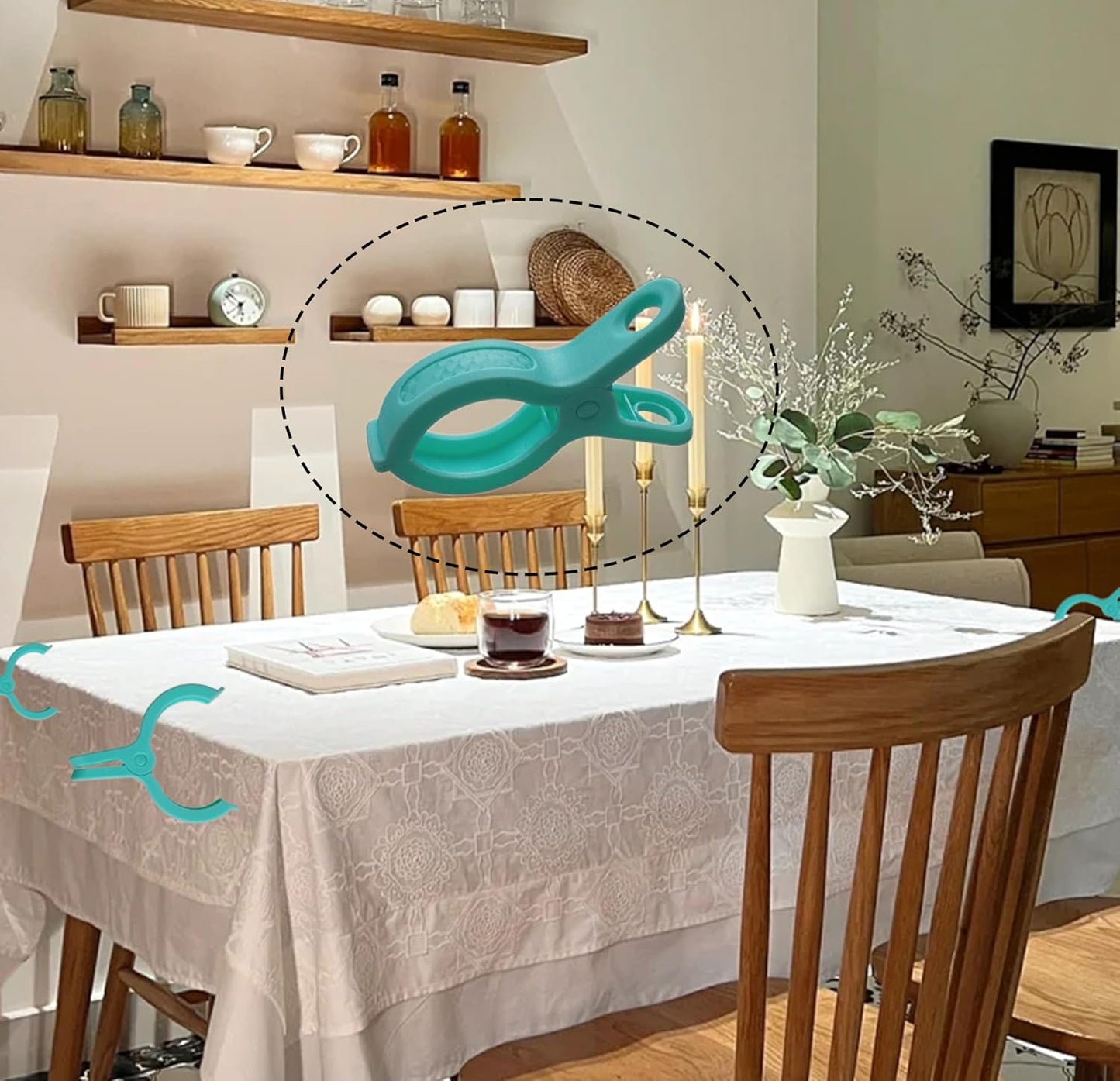 Plastic Clothes Pins Spring Clips Heavy Duty Laundry Clothespins Beach Towel Clips Clothes Pins Air-Drying Clothing Pin ，Set of 8 (Green)