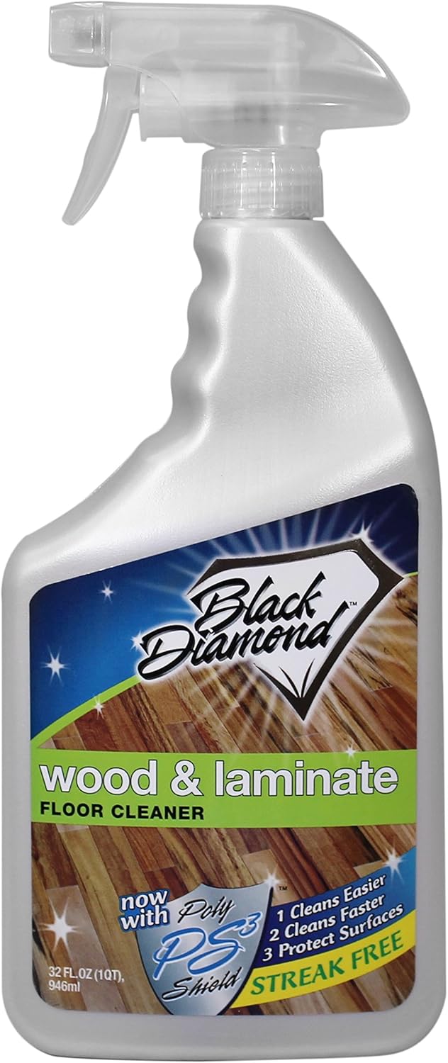 Black Diamond Stoneworks Wood & Laminate Floor Cleaner- Ready to Use Non-Toxic No-Rinse Formula - Safe for Vinyl, Wood, and Engineered Floors (32 Fl Oz)