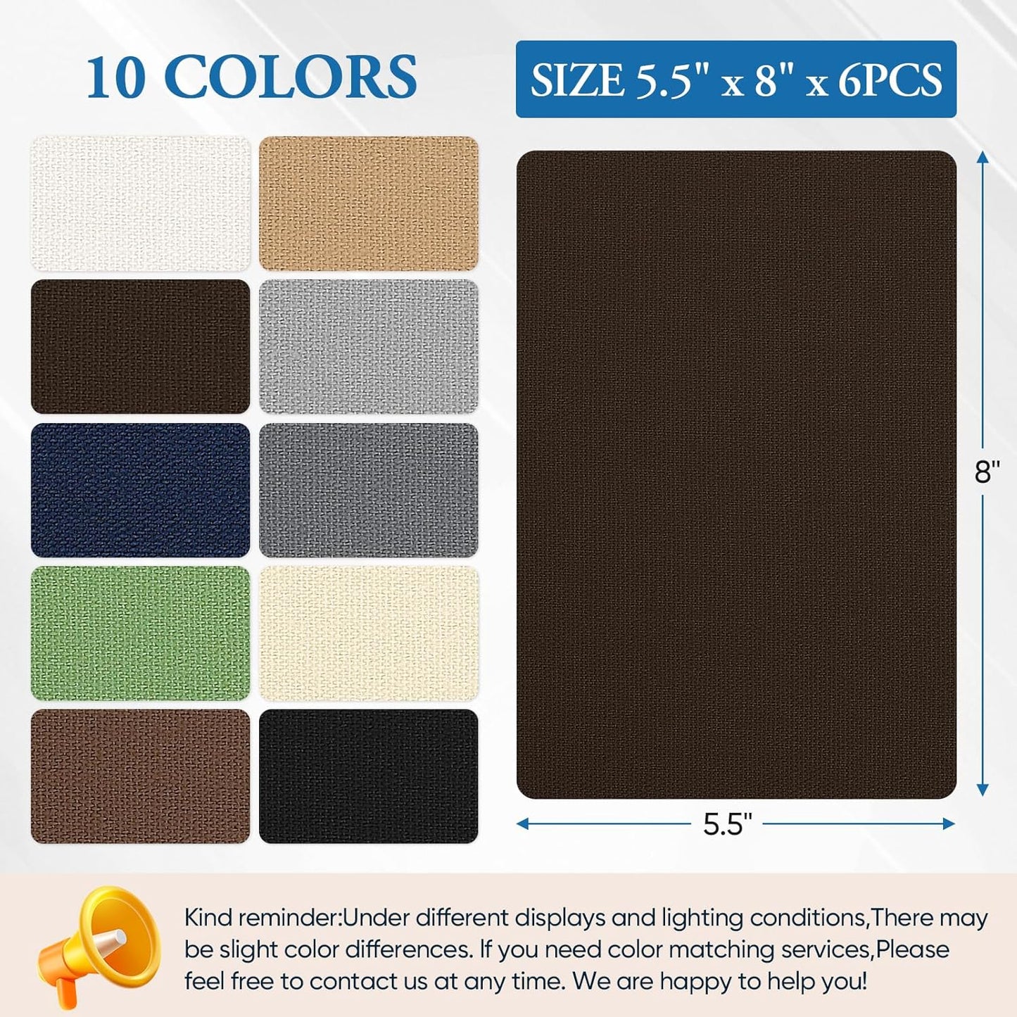 Canvas Patch 5.5 x 8 Inches 6Pcs Self-Adhesive Waterproof Canvas Patch Kit for Repairing Tents,Sofas,Boat Covers,Camping Chair,Awnings,Car Seats.(Dark Brown)