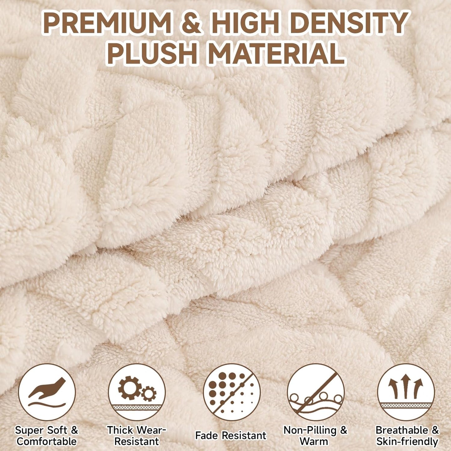 OTOB Couch Cover for Dogs Washable Pet Friendly, Non Slip Plush Funny Fuzzy Loveseat Sofa Cushion Slipcovers, All Seasons Geometric Jacquard Soft & Cozy Pet Bed Mat Protector (White, 27.6" x 47.2")