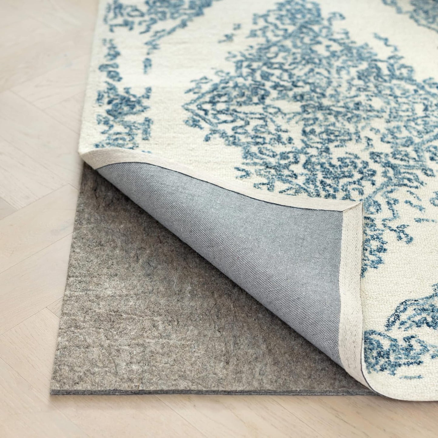 RUGPADUSA - Dual Surface - 10'x14' - 3/8" Thick - Felt + Rubber - Enhanced Non-Slip Rug Pad - Adds Comfort and Protection - for Hard Surface Floors