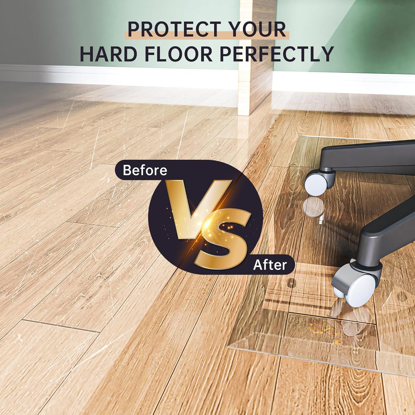 [Tempered Glass] 48“ x 36” Beveled Edge Glass Chair Mat with Polished Edge Clear Office Chair Mat, Glides Smoothly, Suitable for Carpet or Hardwood Floors