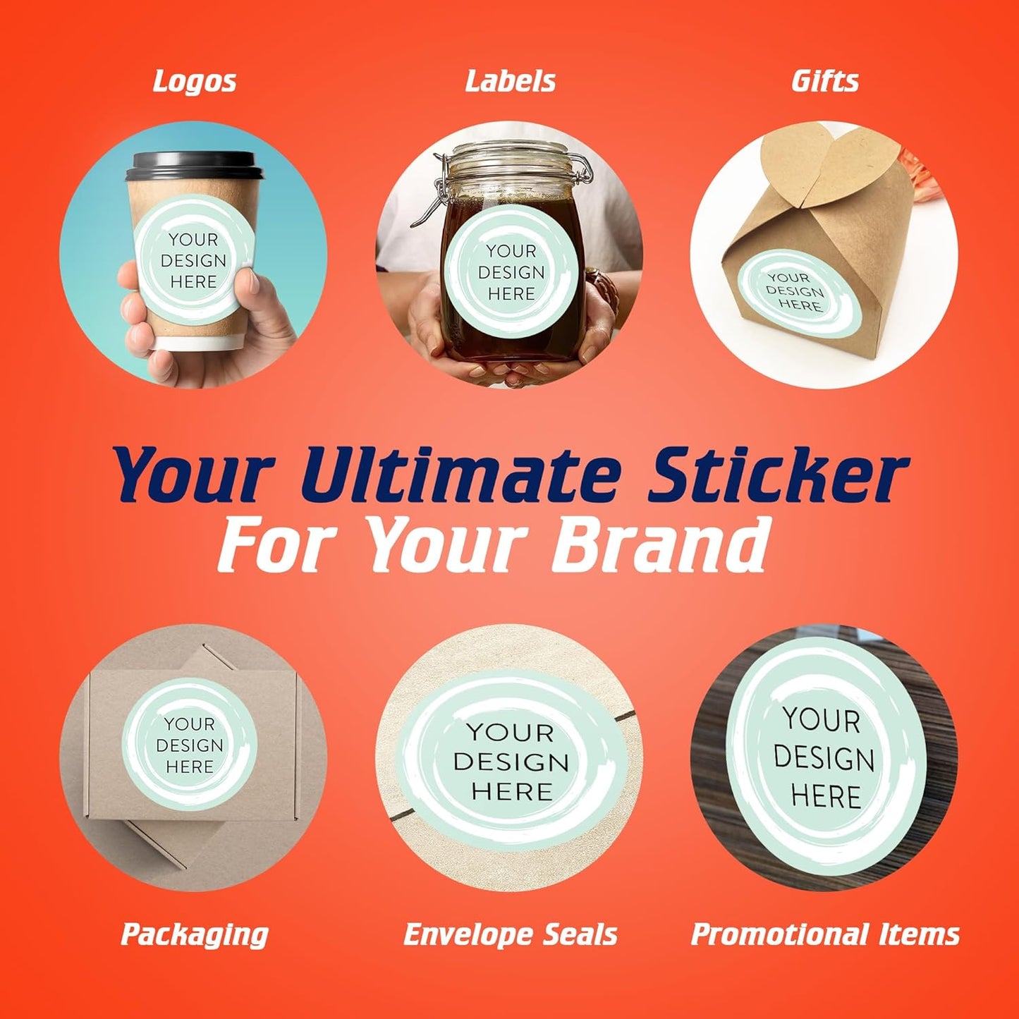 100 Custom Vinyl Stickers - Upload Your own Image, Text, Design, Logo - Personalized Logo Labels for Handmade, Packaging, Bottle, Jars, Candle, Brand Stickers (Mint, 6x6)