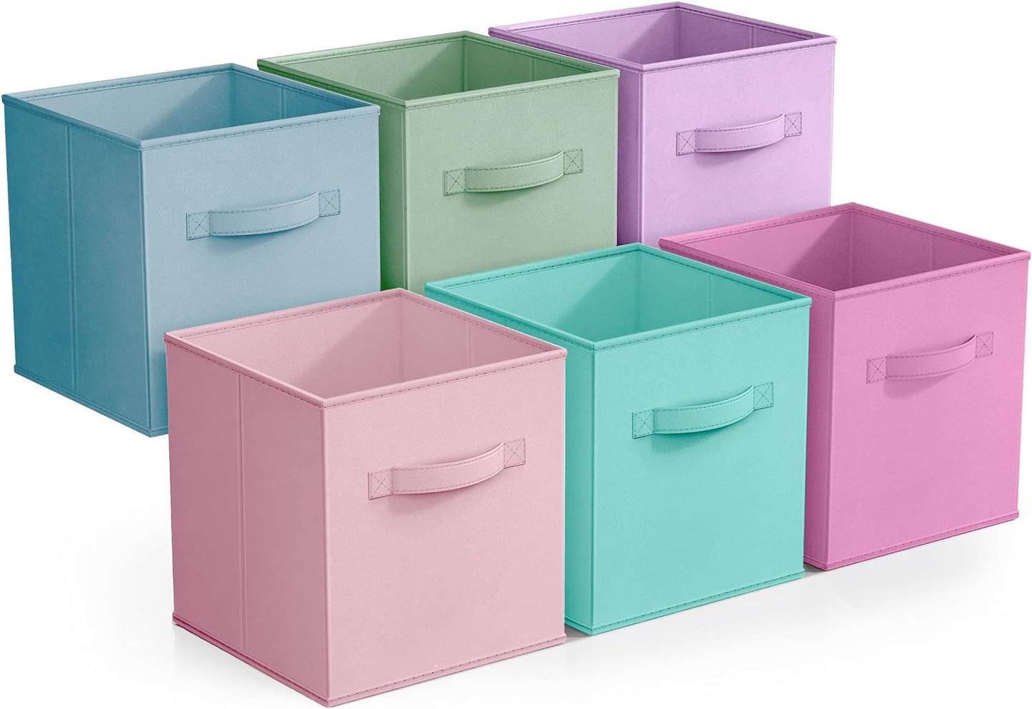 Sorbus Fabric Storage Cubes - 6 Foldable Storage Bins for Organizing Pantry, Cubbies, Toy Box - Clothes Storage & Closet Organizer - 11 Inch Collapsible Cube Baskets for Shelves with Handle