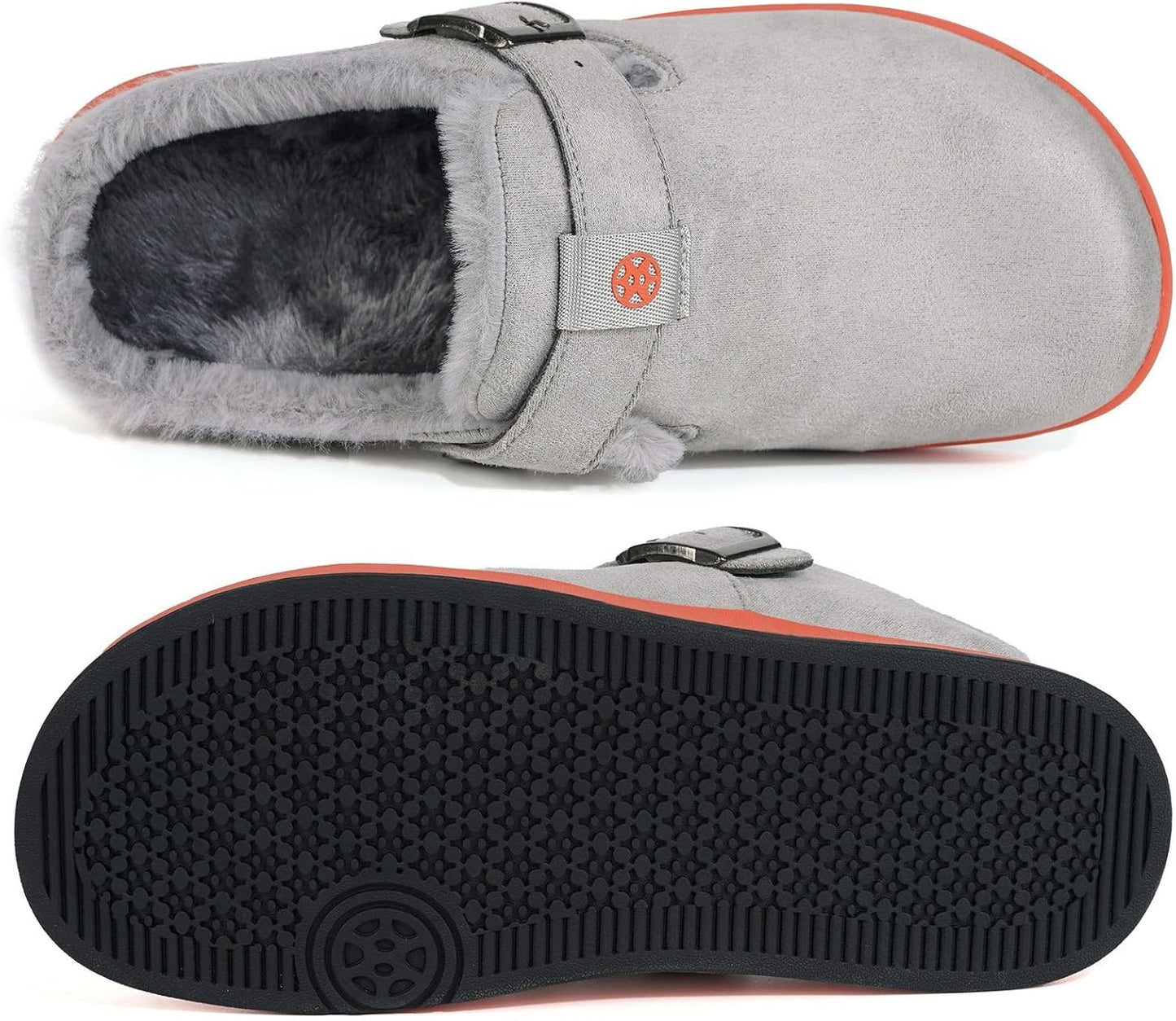 Fur Lined Clogs for Women Men Suede Winter Slippers Arch Support Slip on Mules Potato Shoes with Removable Cushion Footbed Warm Home House Shoes