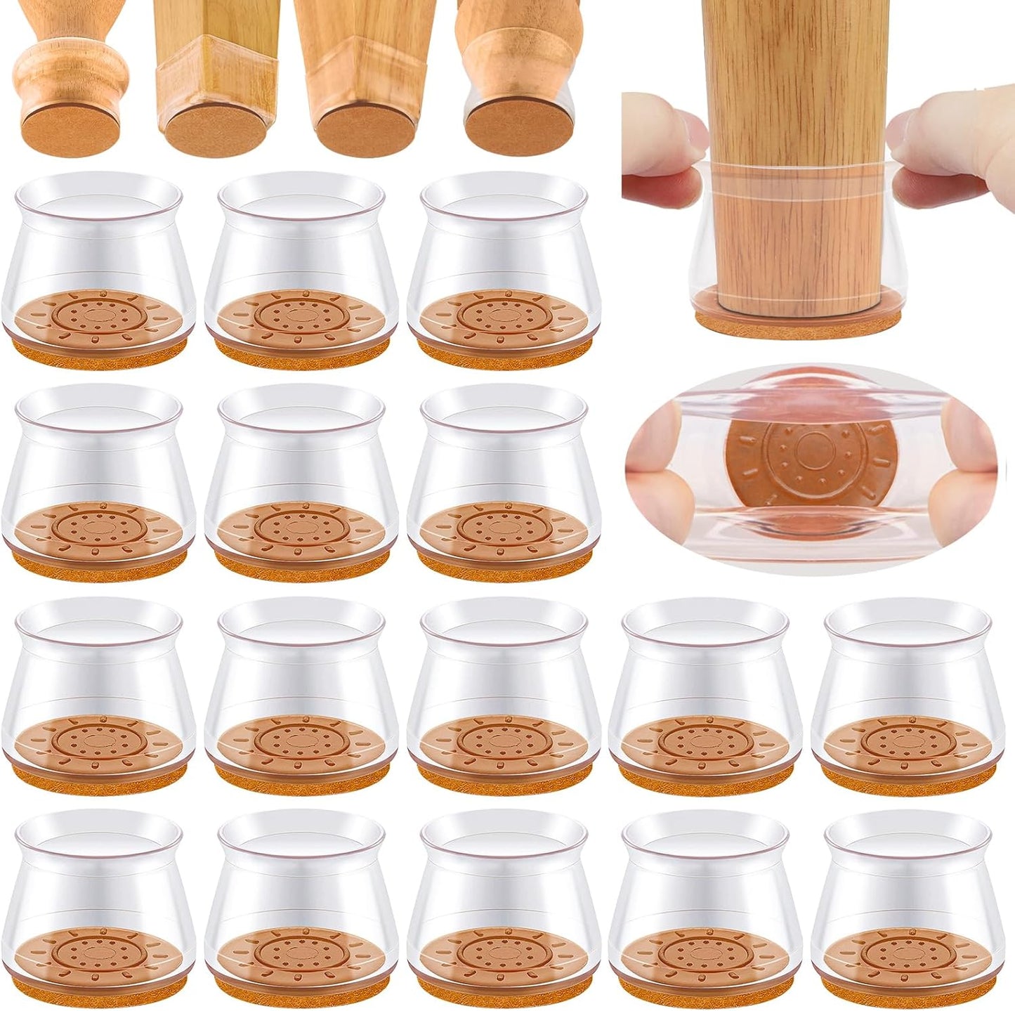 24 Pcs Extra Large Chair Leg Floor Protectors, Silicone Chair Leg Protectors for Hardwood Floors, High Elastic Floor Protectors for Chairs, Chair Leg Caps Protect Wooden Floors from Scratching