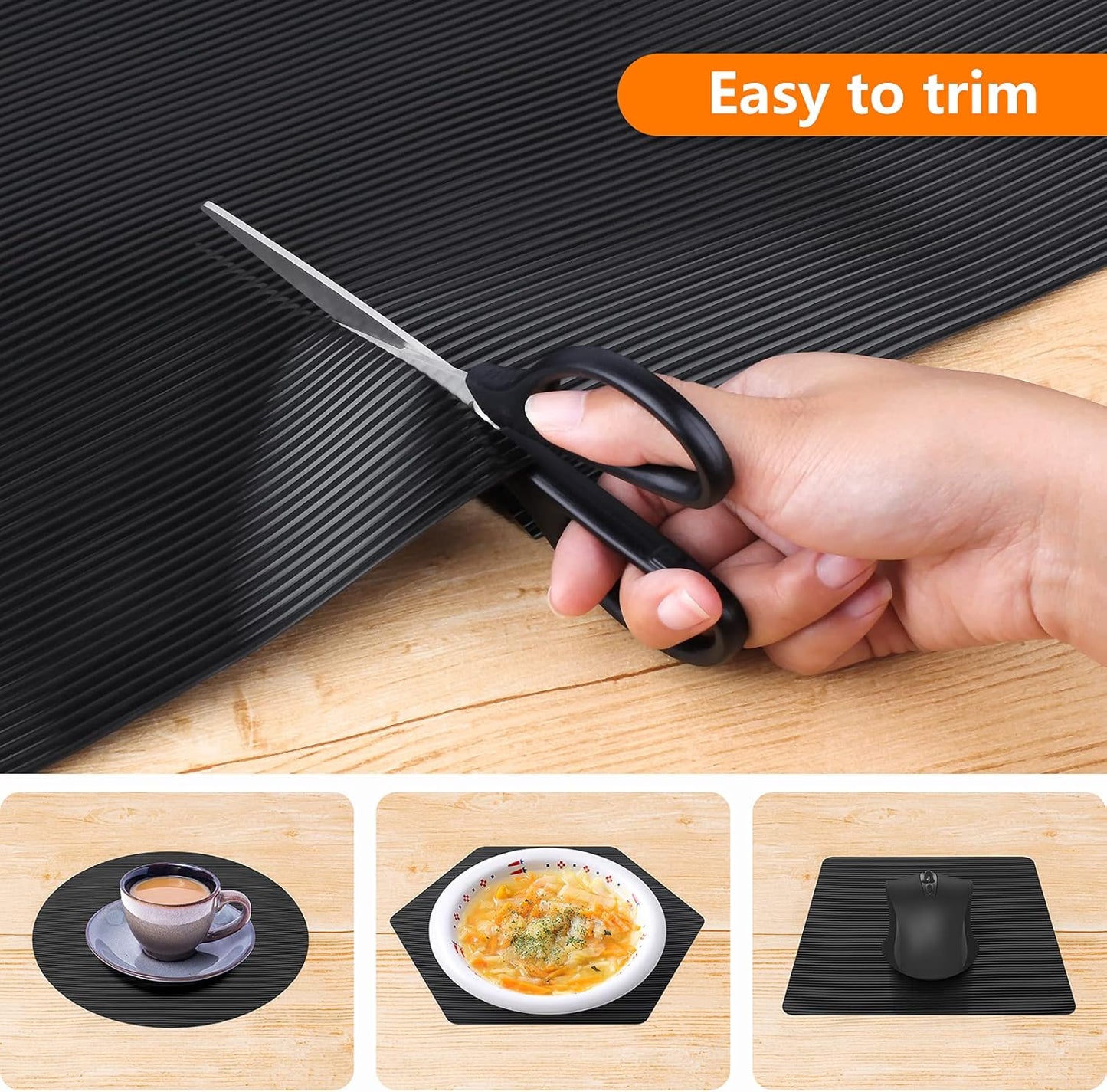 Black Shelf Liners for Kitchen Cabinets Non-Adhesive, Drawer Mat Liner for Bathroom, Plastic Pantry Shelf Liner Waterproof Washable Cabinet Protector Liners for Shelves, Cupboard Liner