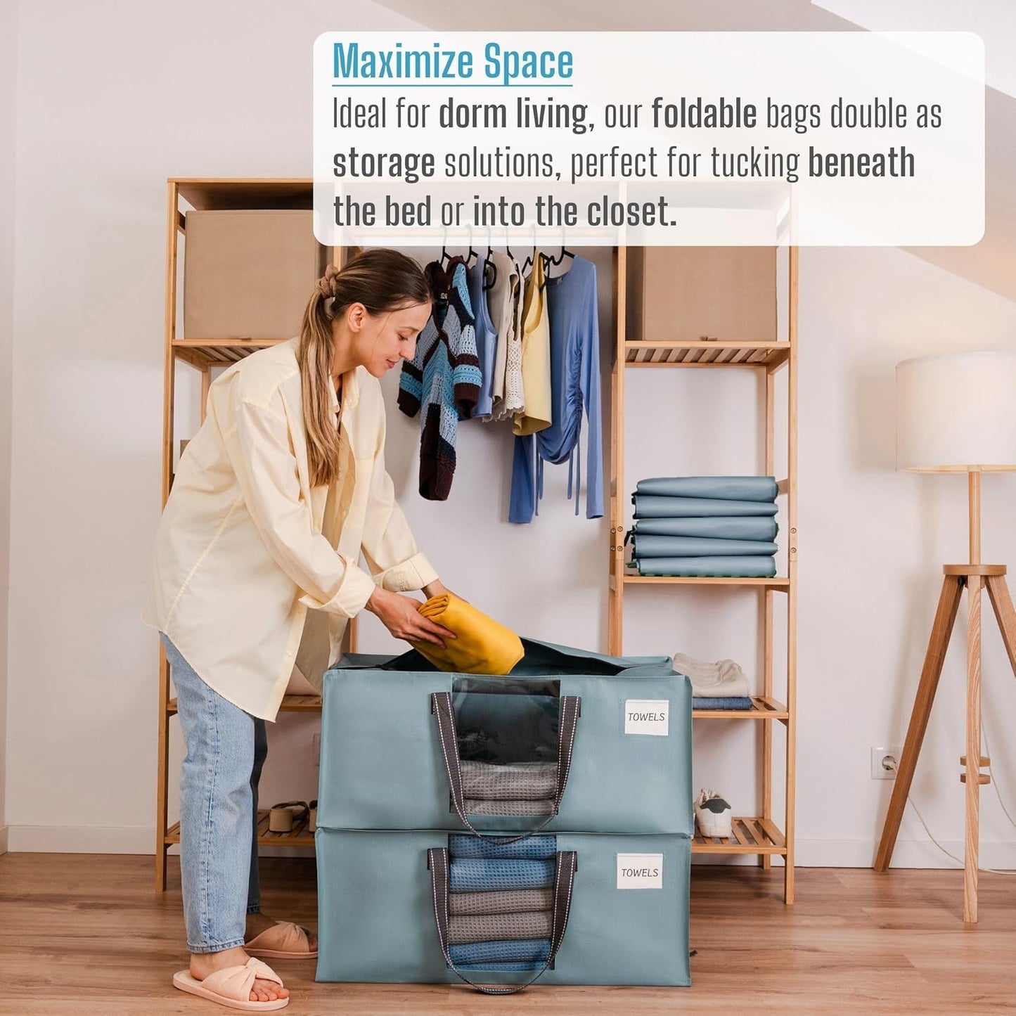 VENO 10 Pack Moving Bags for College, Heavy-Duty Storage Totes, Moving Boxes and Wardrobe Packing Supplies Alternative - Extra Large Durable Laundry Bags for Clothes (Light Blue Matte, 10 Pack)