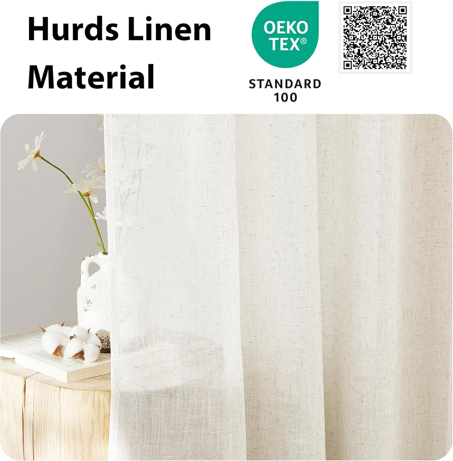 NICETOWN Flax Linen Burlap Door Curtains for Windows, Sheer French Door Cover 72 inch Length for Kitchen, Farmhouse Inusalted Curtain for Doorway/Sliding, 1 PC, 30 x 72 Inches