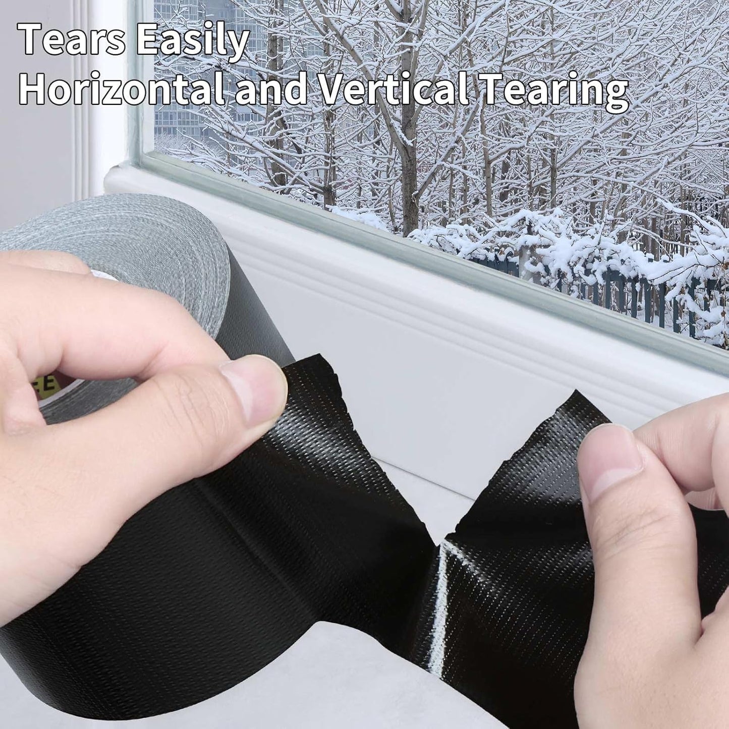 Cloth Duct Window Seal Strip Tape for Winter, 1.89in x 33FT, Weather Stripping Sealing Insulation Tape for Windows and Door, Easy Tear Sealer Draft Blocker Black