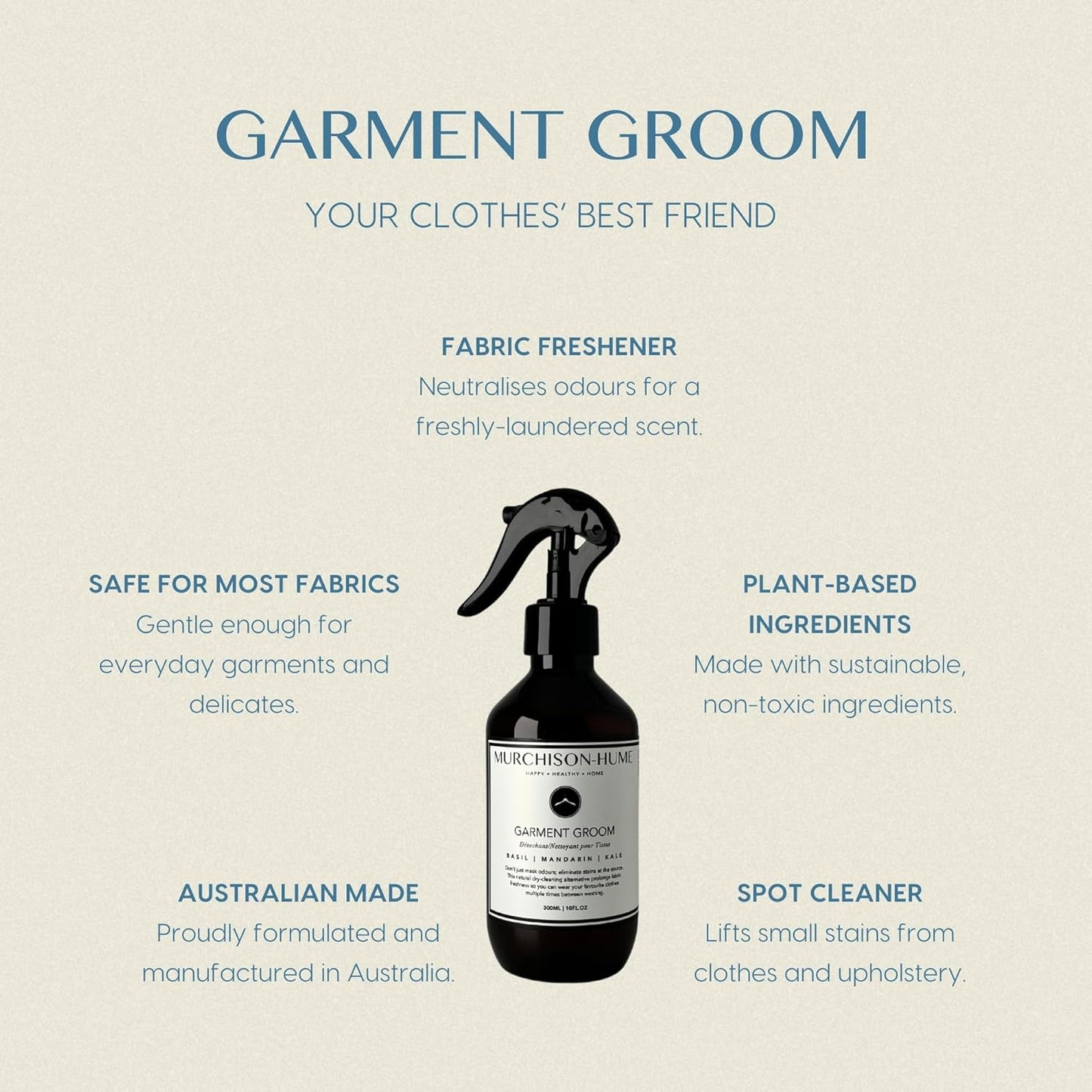 Murchison-Hume Garment Groom Fabric Freshener, Air Freshener, Odor Fighter, Laundry Treatment and Stain Remover, Original Fig