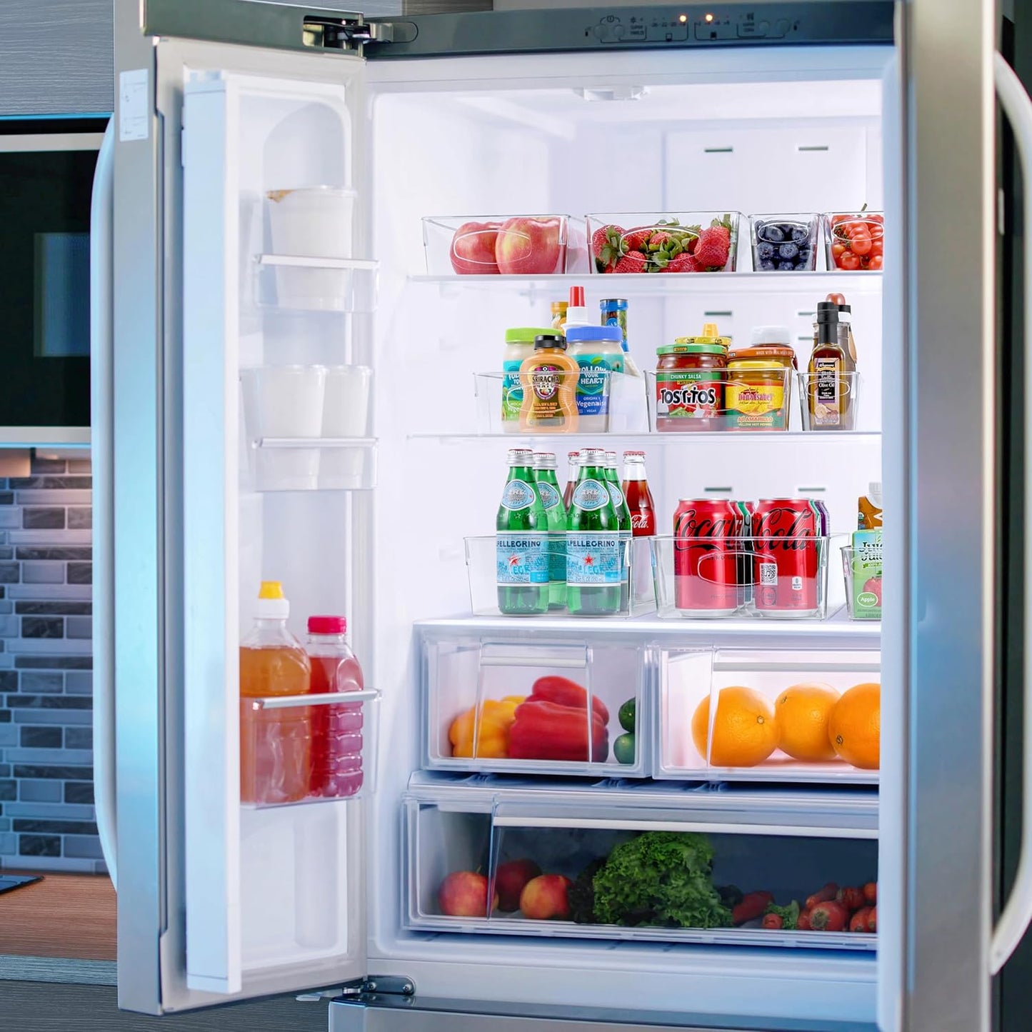 Sorbus Large Clear Plastic Storage Bins, 10 Pack Clear Organizer Bins with Handles, Plastic Storage Bins for Closet, Pantry, Fridge, Medicine Cabinet Organizer, Shelves, Freezer, Drawer