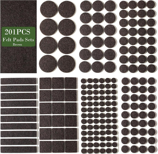 Fursafe&Q Felt Furniture Pads for Hardwood Floors -Self Adhesive Felt Chair Leg Pads，Furniture Feet Floor Protectors, Protect Floor from Nicks, Bumps and Scratch, 201 Pcs Kitchen Cabinet Door Bumper