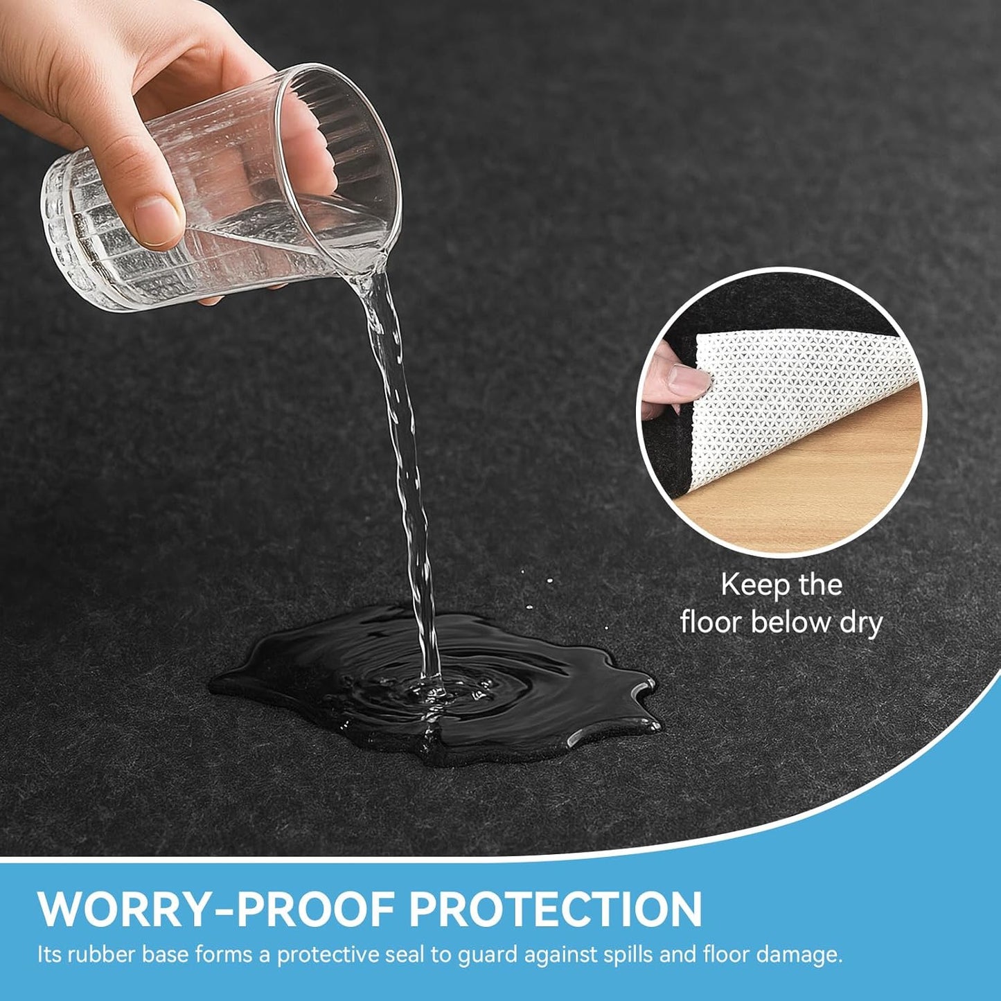 Warmstar 10x14 FT Non Slip Rug Pad,100% Waterproof Felt Pad for Hardwood Floors,1/2” Thick Carpet Rug Pad with Natural Rubber Backing, Secure Grip & Floor Protection