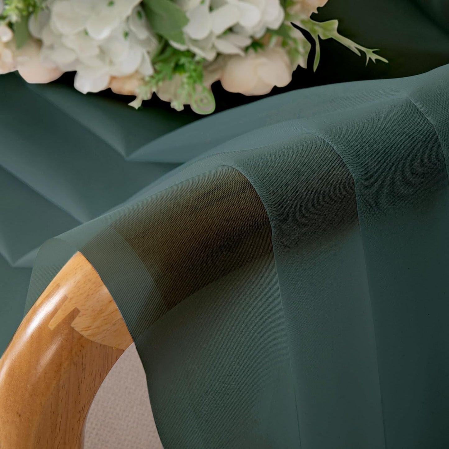 Chyhomenyc Sheer Hunter Green Curtains 90 inches Long 2 Panels, Light Filtering Soft Airy Solid Elegant Voile Window Treatment Drapes for Bedroom Living Room Wedding Party Decor, 42 Wx90 L Inches