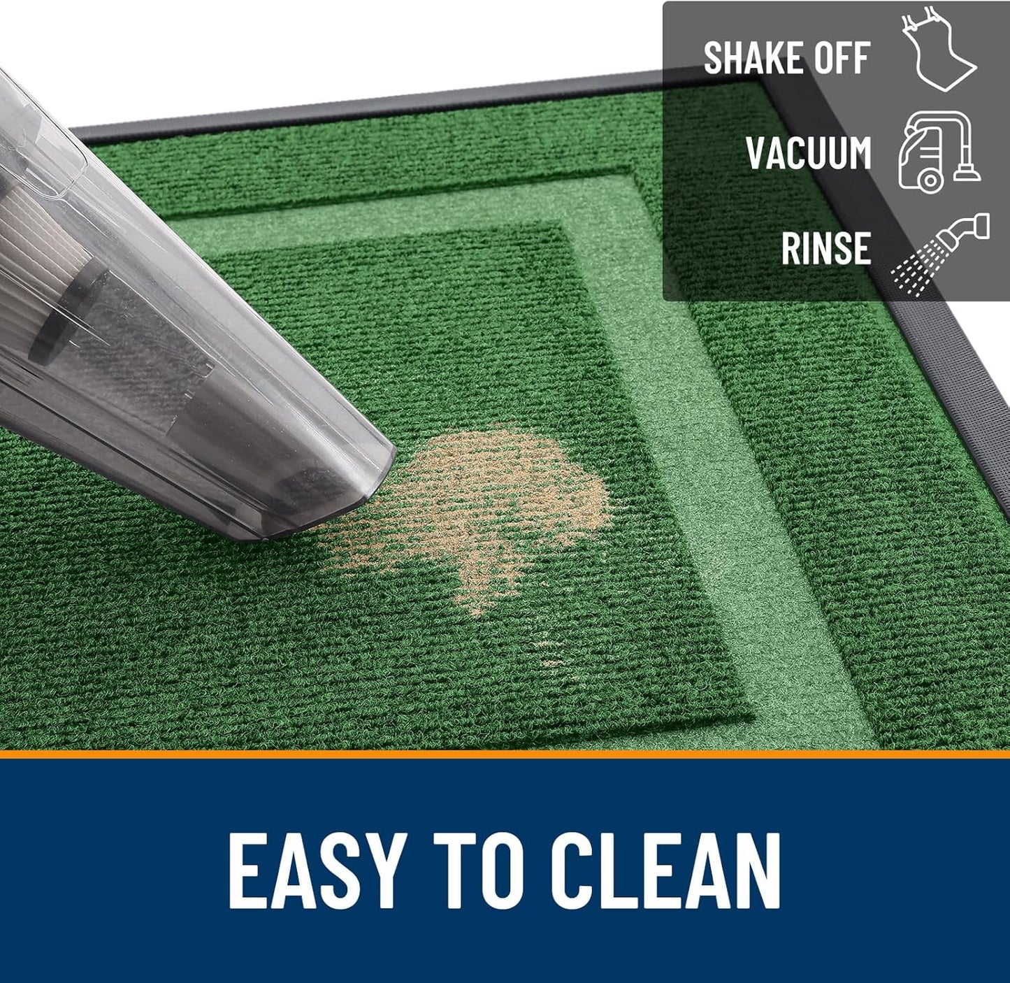 OLANLY Front Door Mat Indoor Outdoor Entrance, Waterproof All-Season, All-Weather Doormat, Sturdy Natural Rubber, Fade Resistant, Low Profile, Easy Clean Patio Porch Entryway Mat, 71x23, Green