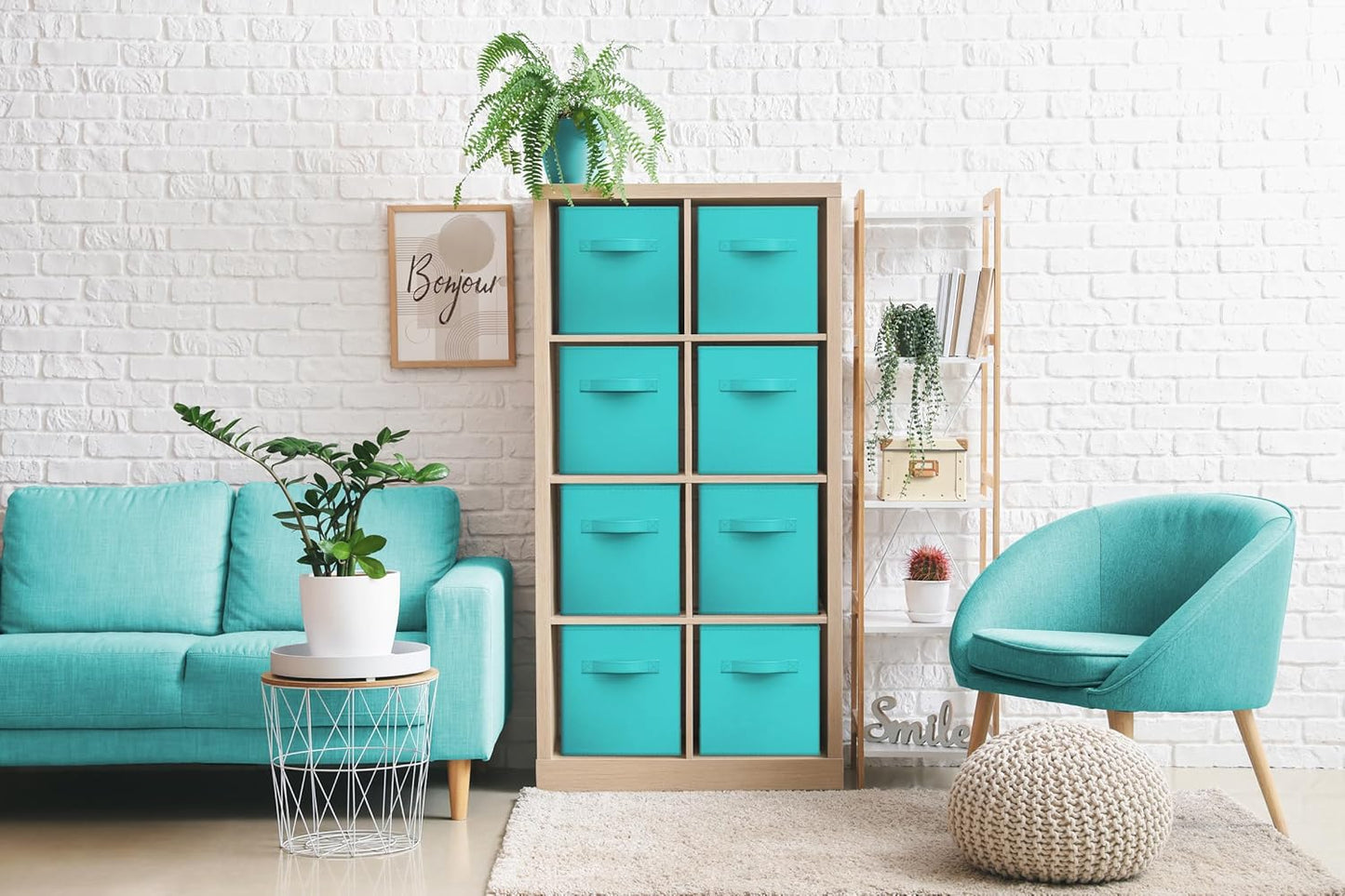 Sorbus Fabric Storage Cubes - 8 Foldable Storage Bins for Organizing Pantry, Cubbies, Toy Box - Clothes Storage & Closet Organizer - 11 Inch Collapsible Cube Baskets for Shelves with Handle