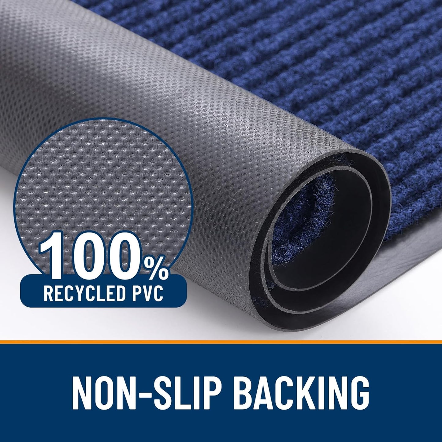 OLANLY Front Door Mat Indoor Outdoor Entrance, Waterproof Heavy Duty Doormat, Fade Resistant, Low Profile, Easy Clean Patio Porch Welcome Floor Mats for Entry, 33x21, Blue