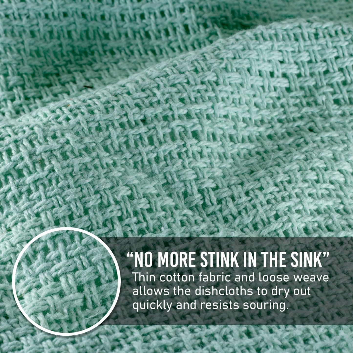 Old Fashion 100% Cotton Dishcloths - Set of 4 Mixed Colors - 2 Mint/2 Natural -11" x 11"