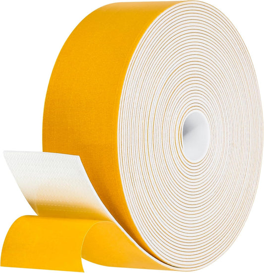 32Feet Weather Stripping Seal (2 Inch X 1/16 Inch) for Door Window, High Density Foam Tape, Soundproofing, Insulation Strip, Door Sealers for Door Frame- White