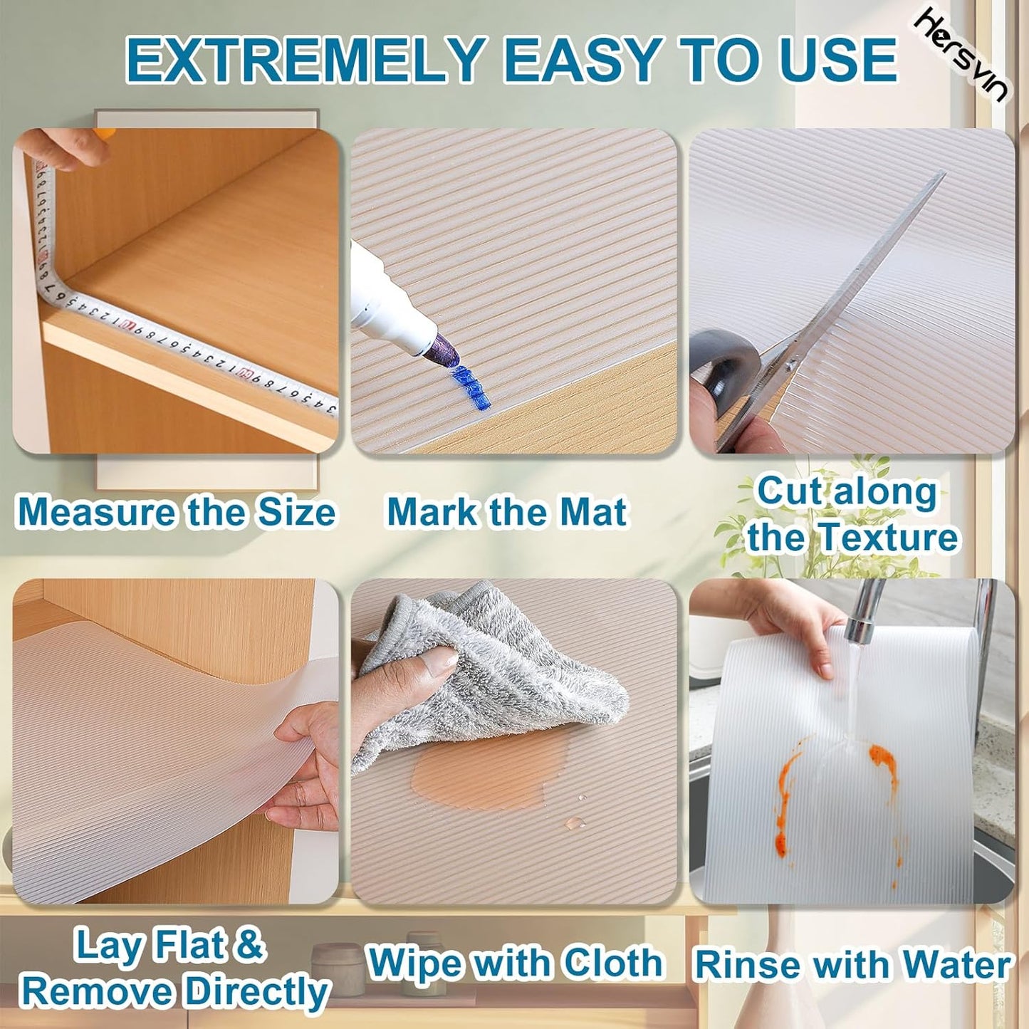 Shelf Liners 24 in x 30 ft EVA Drawer Mats, Non-Adhesive Cupboard Protector, Kitchen Cabinet Lining Fridge Liner (Clear Stripe, 61x915cm)