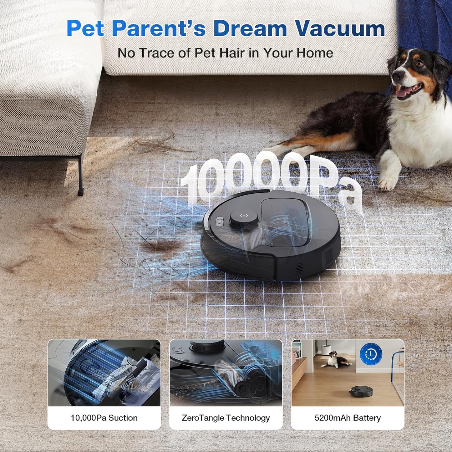 ECOVACS DEEBOT N30 PRO OMNI Robot Vacuum and Mop, 10000Pa Suction, TruEdge Adaptive Edge Mopping, ZeroTangle 2.0 Technology,140℉ Hot Water Mop Washing, Hot Air-Drying, Self-Emptying, Auto-lift Mopping