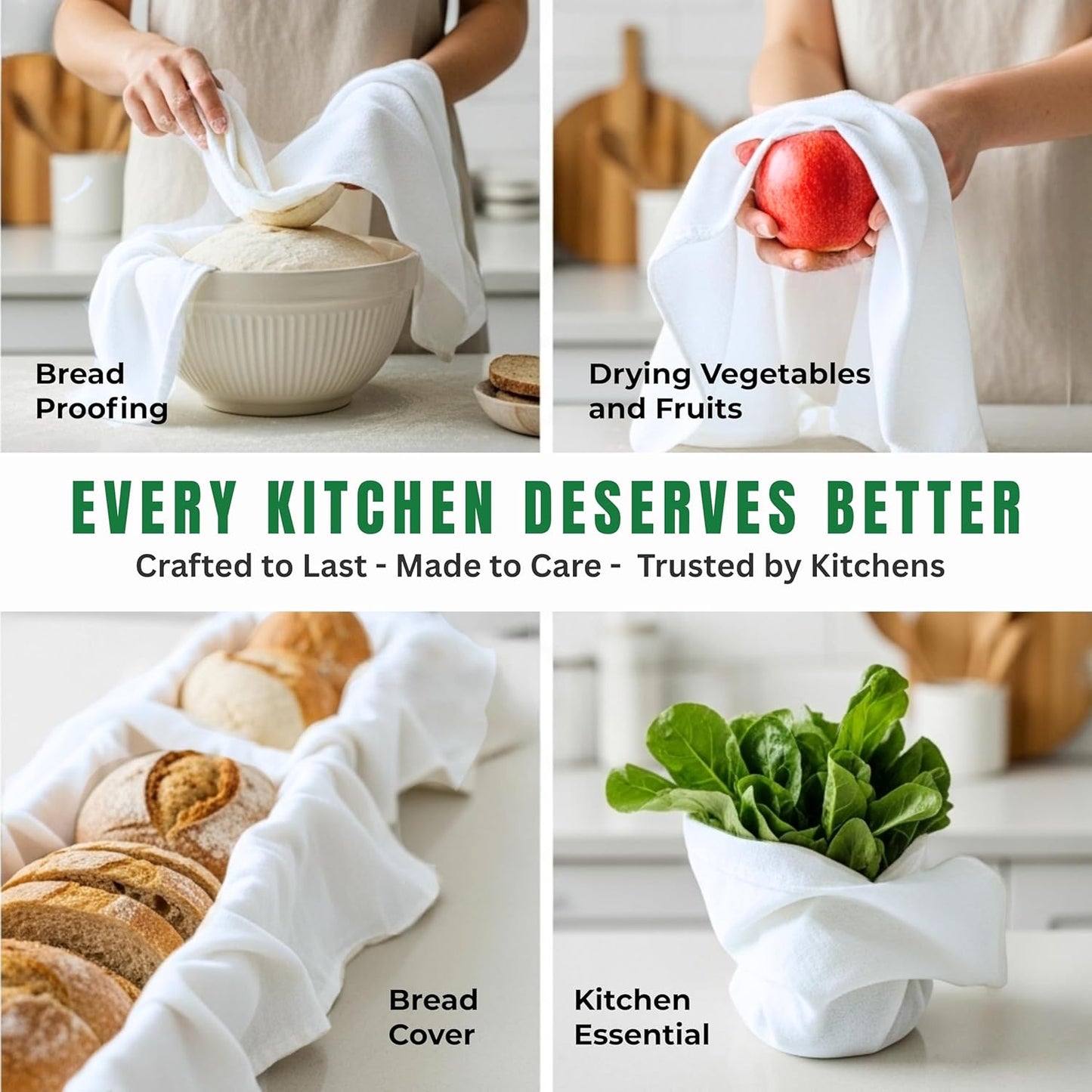 Flour Sack Towels| Tea Towel for Crafts| Kitchen Dish Cotton Blank Towel for Embroidery|Baking Bread Proofing Linen Cover| Thick Absorbent Quick Dry| 12 Pack 28"x28" White