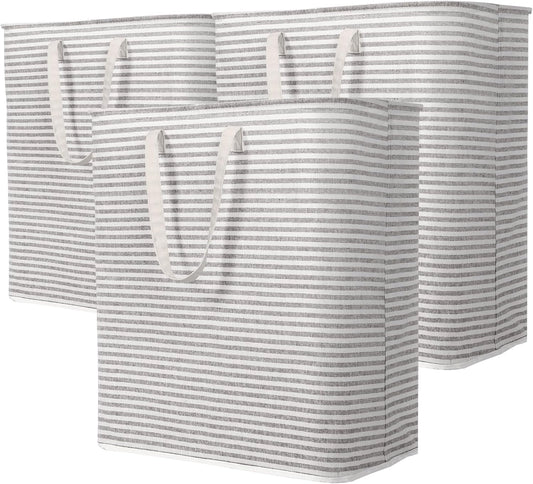 Lifewit 3 Pack Laundry Hamper Large Collapsible Laundry Baskets, Freestanding Waterproof Clothes Hamper with Easy Carry Handles in Laundry Room Bedroom Bathroom College Dorm for Adults, Gray, 3 x 100L