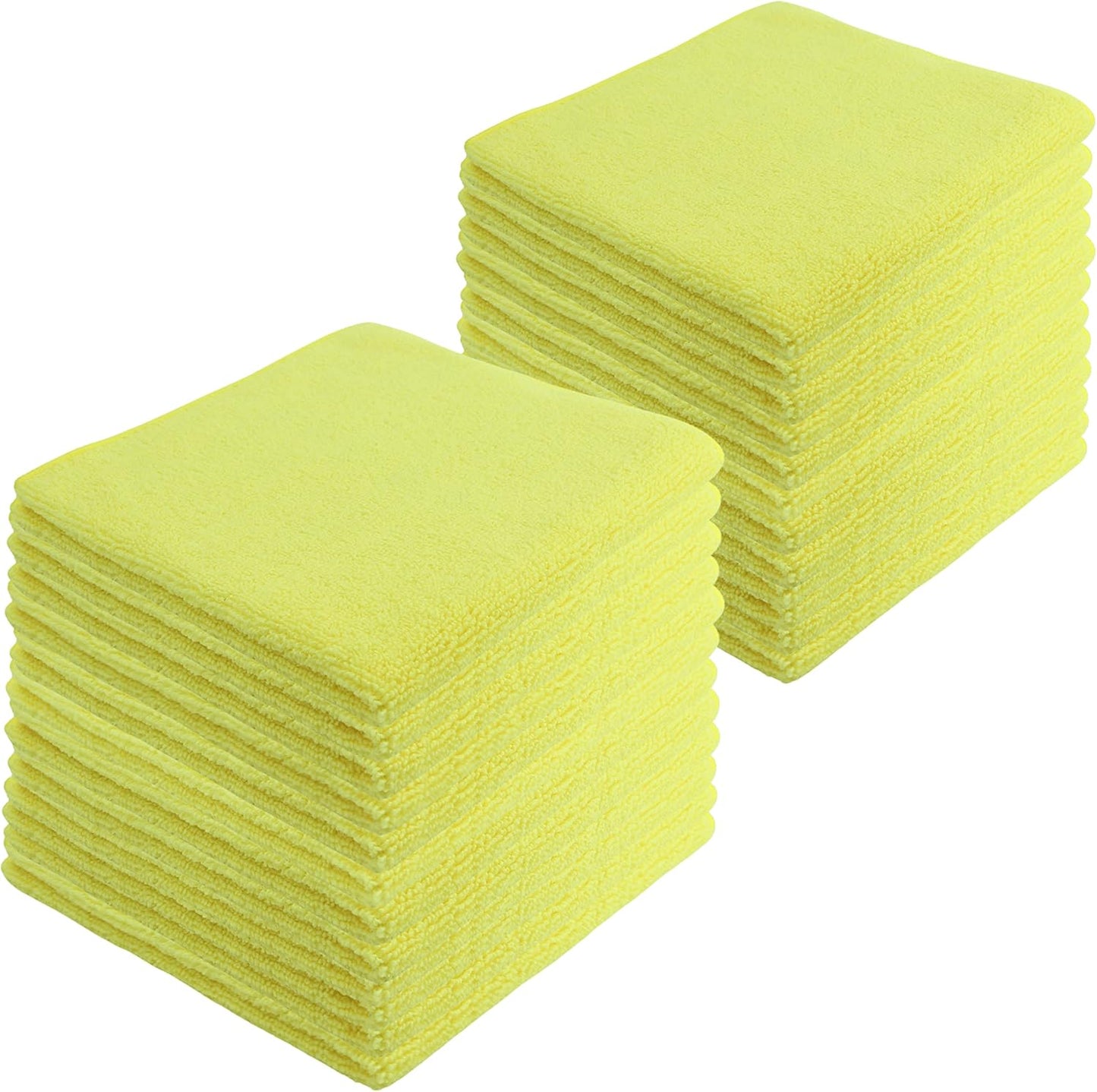 Microfiber Cleaning Cloths,24 Pack, 16"x16", All-Purpose, Softer, Highly Absorbent, Lint-Free, Reusable, Washable Pro Towels, Yellow, for House, Kitchen, Bathroom, Car, Office