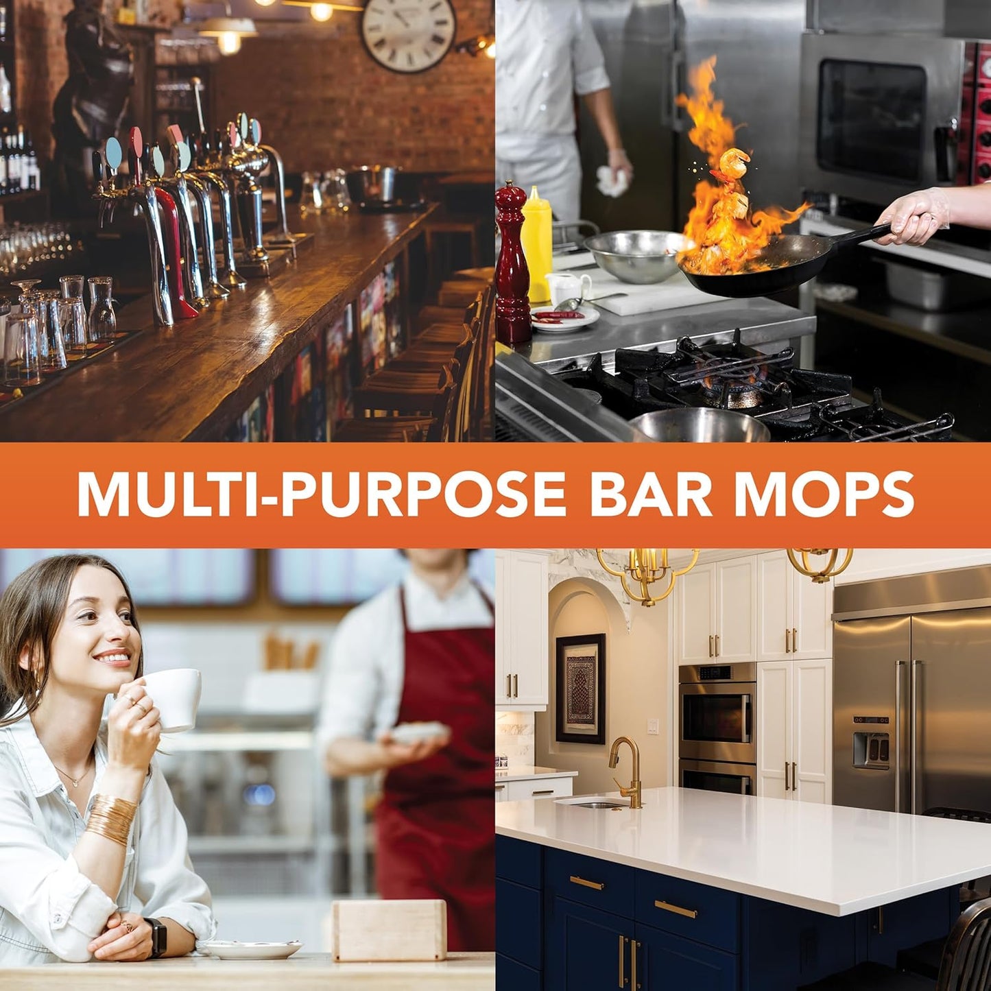 Arkwright Qwick Wick Bar Mop Towels Bulk - (Case of 60) 100% Cotton Quick Dry Dishcloths, Super Absorbent Multipurpose Cleaning Rags for Restaurants, Kitchen, Bathroom, Hotel, 16 x 19 in, Red Stripe