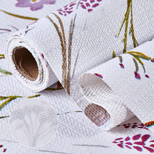 Drawer and Shelf Liner for Kitchen Cabinets, Non Adhesive, Non Slip Drawer Liner Shelf Paper for Kitchen, Waterproof Floral Shelf Liner (Colorful Floral, 18INx20FT)