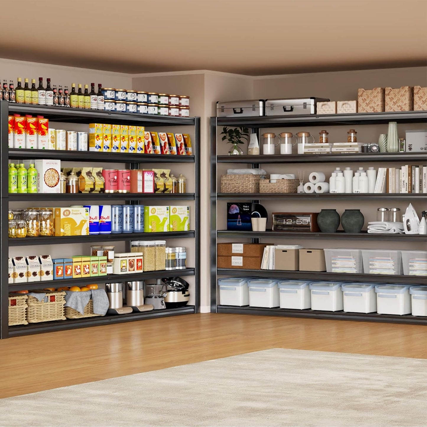 65" W Garage Shelving Heavy Duty, 6 Tier Garage Shelves, Adjustable Storage Shelving Unit, Commercial Metal Shelf for Warehouse, Pantry, School, Shop, 2 Pack