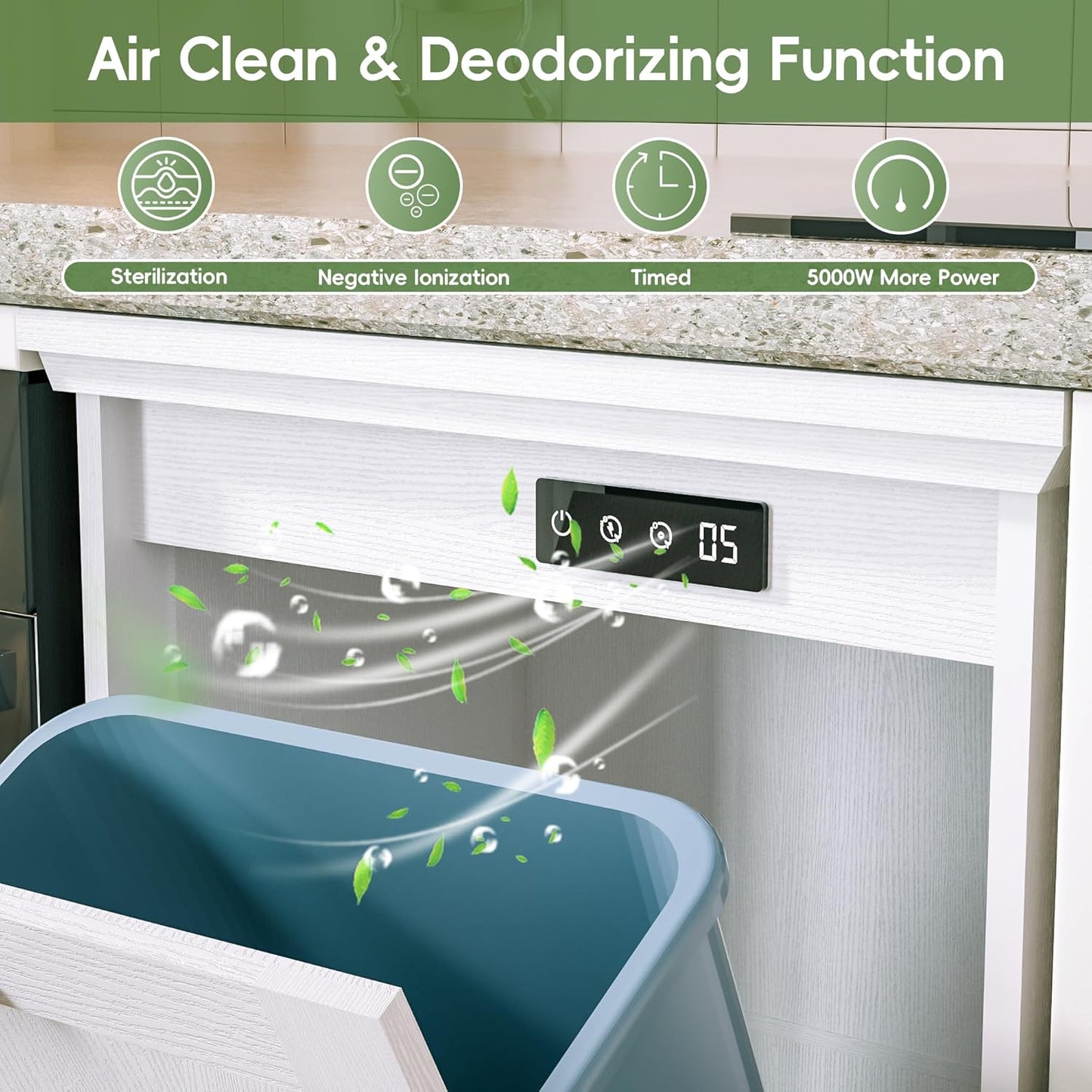 Betterhood TOLEAD Tilt Out Trash Can Cabinet, Hidden Trash Bin with Deodorizing & Negative Ion System, Pet-Proof Kitchen Waste Cabinet for Kitchen, Dining Room, Living Room (White, 2 * 13 Gallons)