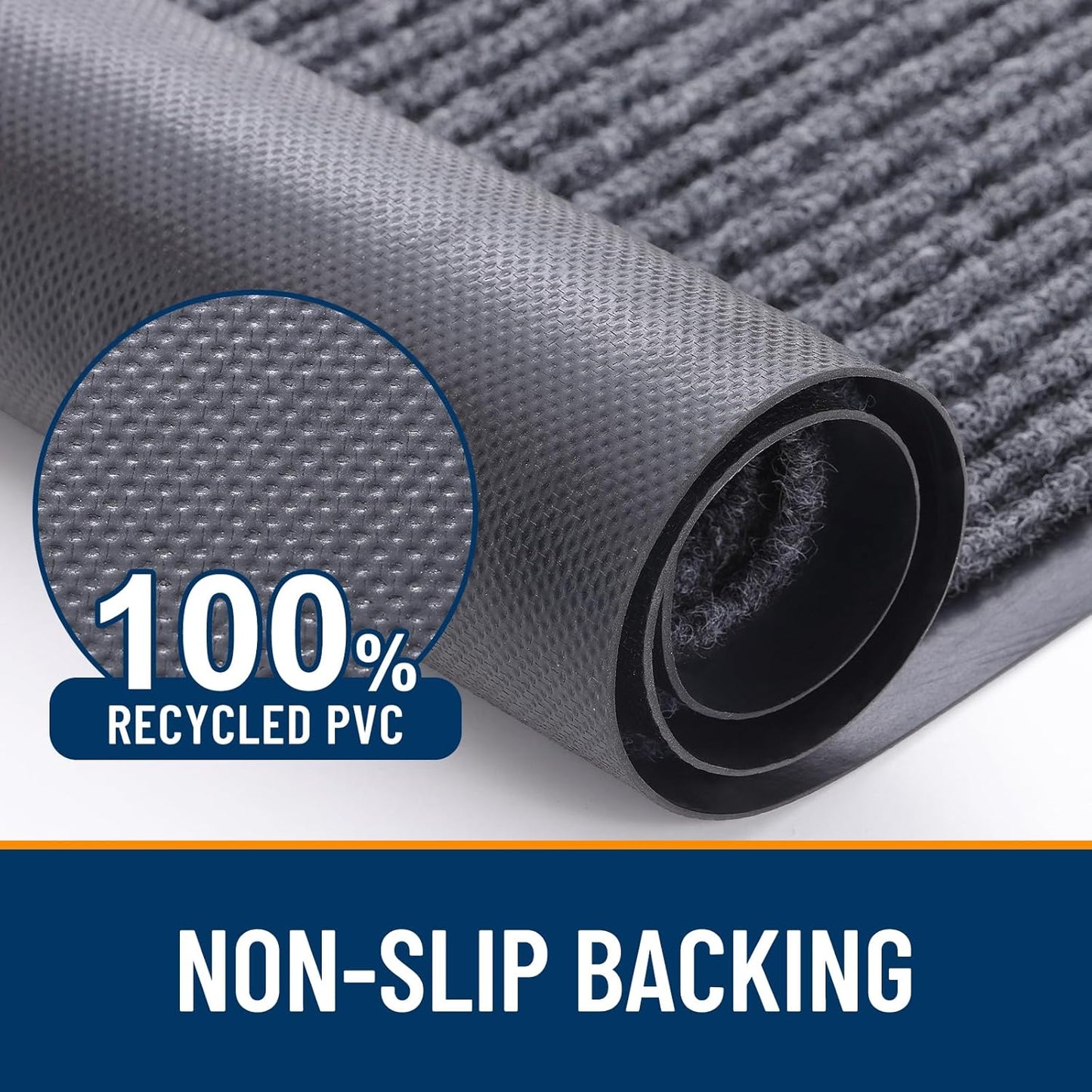 OLANLY Front Door Mat Indoor Outdoor Entrance, Waterproof Heavy Duty Doormat, Fade Resistant, Low Profile, Easy Clean Patio Porch Welcome Floor Mats for Entry, 47x24, Grey